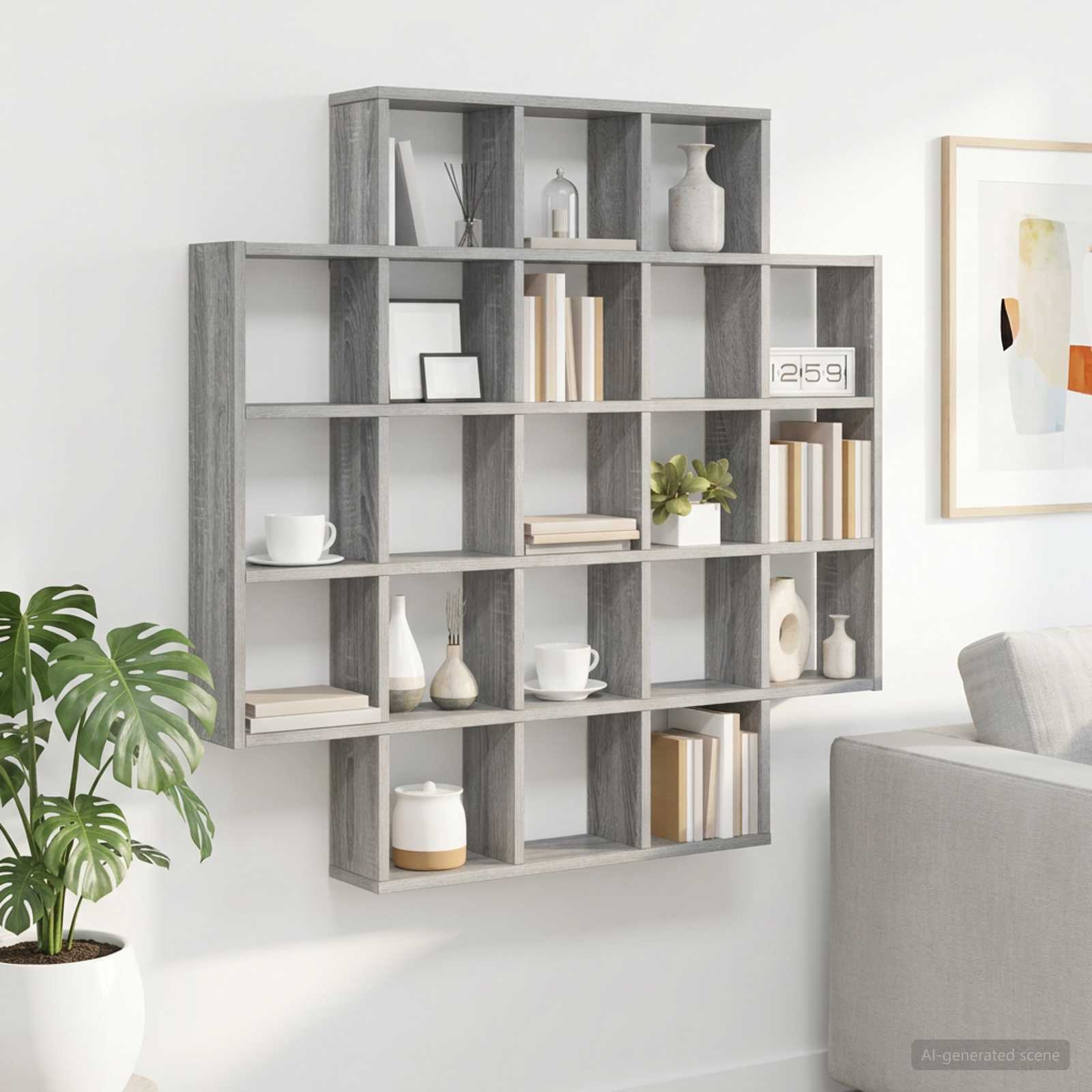 Wandplank Grijs Sonoma 100 x 13 x 100 cm Bewerkt hout