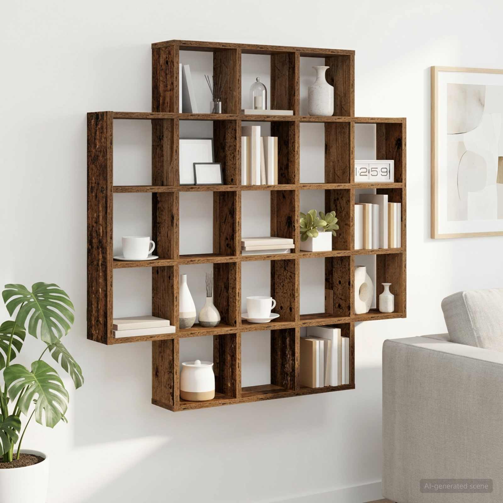 Wandplank Oud hout 100 x 13 x 100 cm Bewerkt hout
