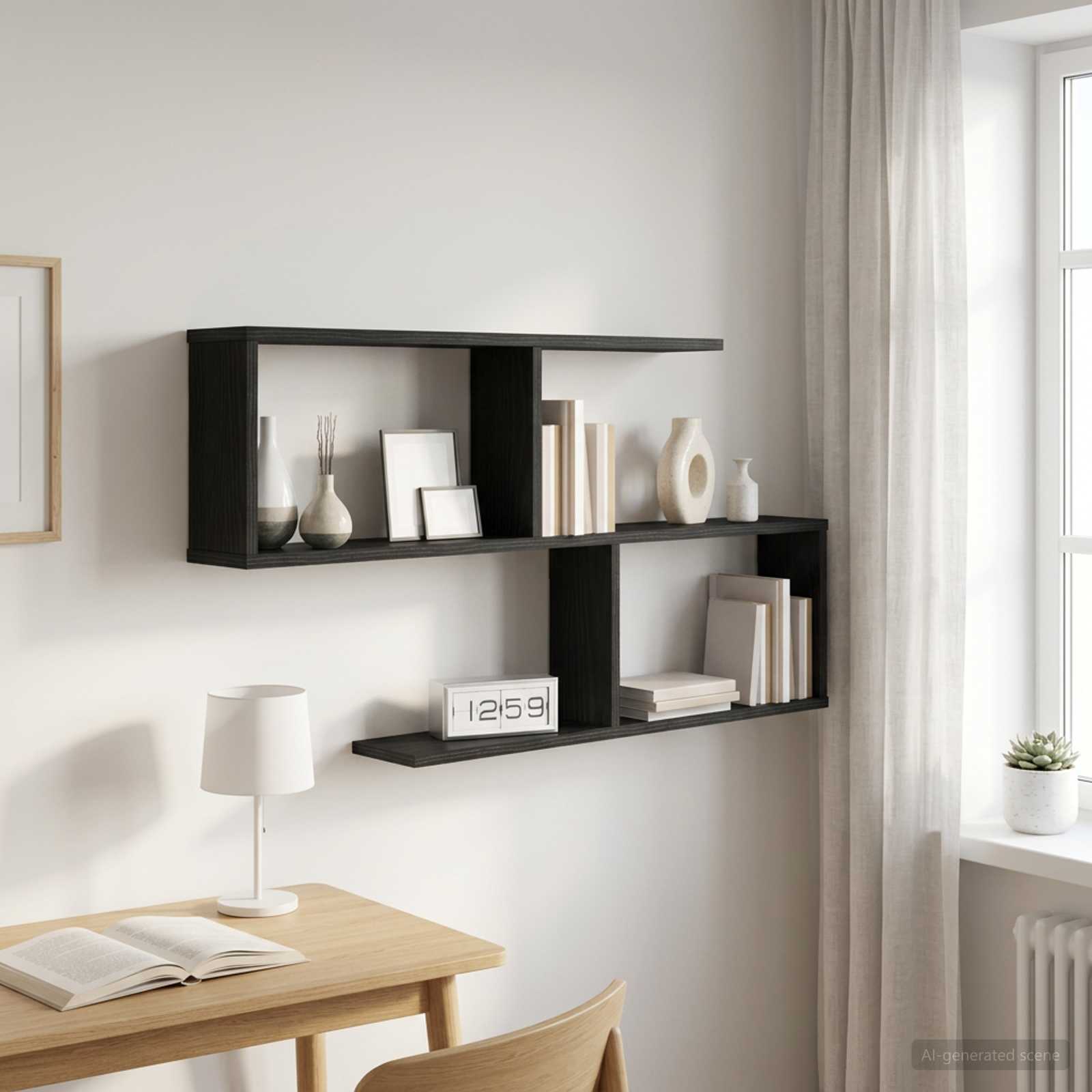 vidaXL Seinähylly Musta tammi 100 x 12 x 50,5 cm Tekninen puu