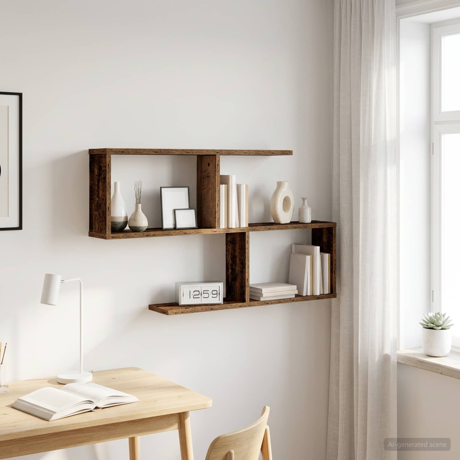 Wandplank Oud hout 100 x 12 x 50,5 cm Bewerkt hout – afbeelding 1
