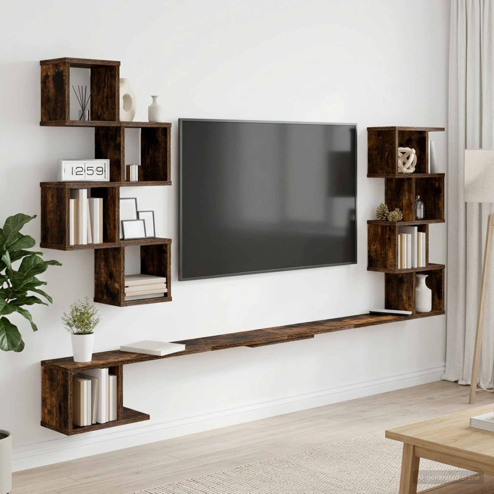 Vaste TV Plank Gerookt eiken 180 x 15 x 94 cm Bewerkt hout