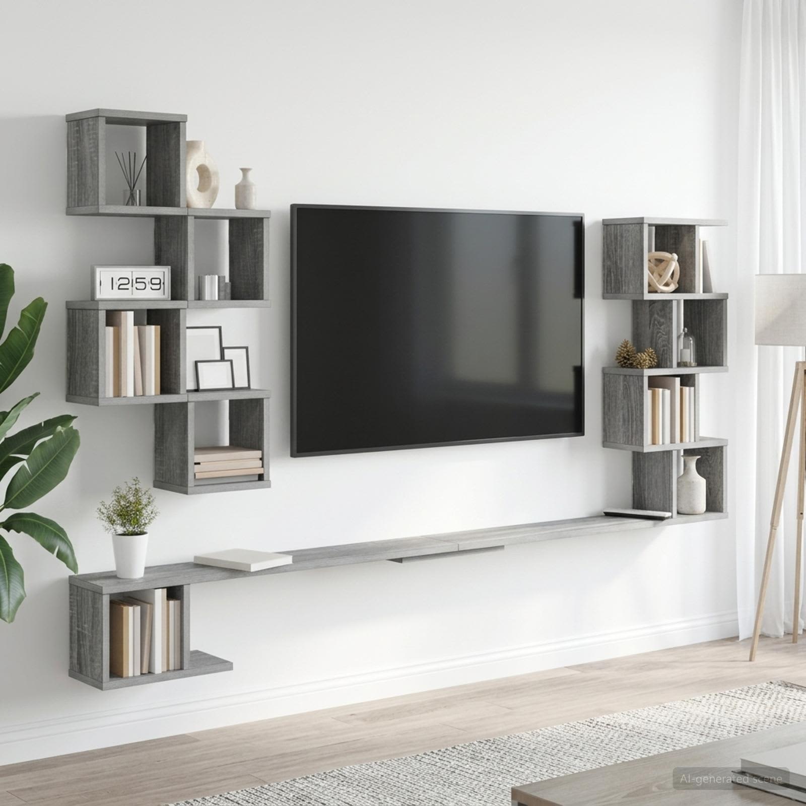 Vaste TV Plank Grijs Sonoma 180 x 15 x 94 cm Bewerkt hout - Image 1