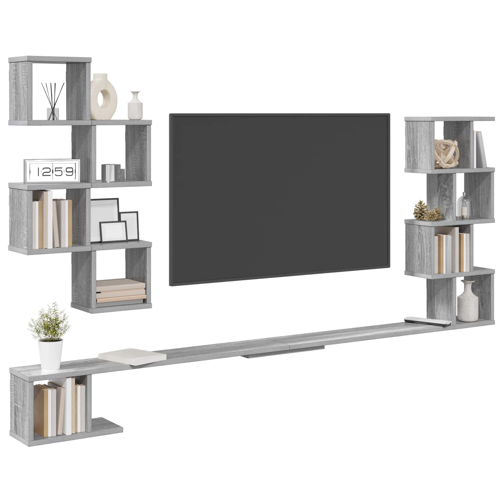 Wandmontiertes TV-Regal Sonoma-Grau 200 x 15 x 94 cm – Ansicht 3