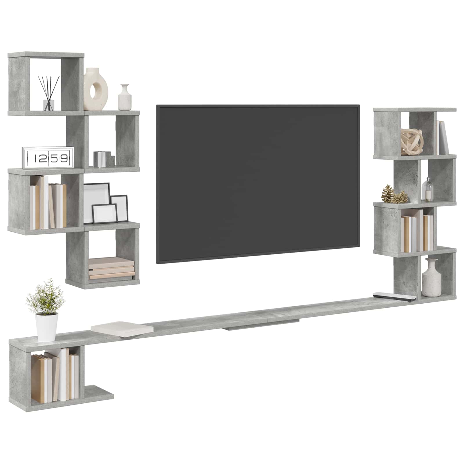 Wandmontiertes TV-Regal Betongrau 160 x 15 x 94 cm – Ansicht 3