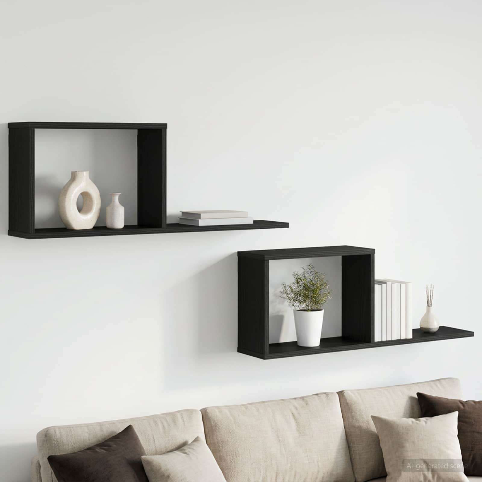 Schweberegale 2 Stk. Schwarze Eiche 80 x 15 x 30 cm