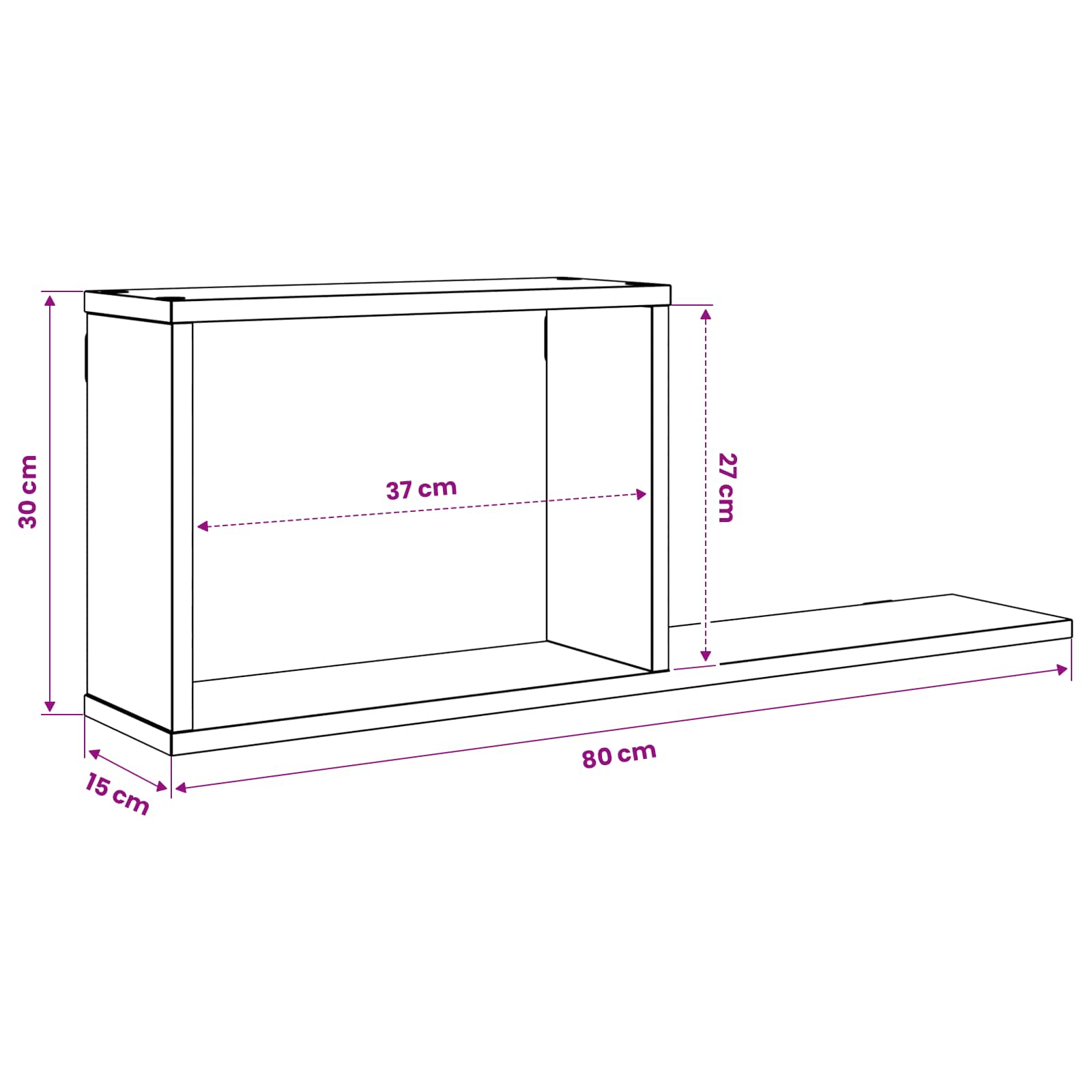Schweberegale 2 Stk. Schwarze Eiche 80 x 15 x 30 cm – Ansicht 9
