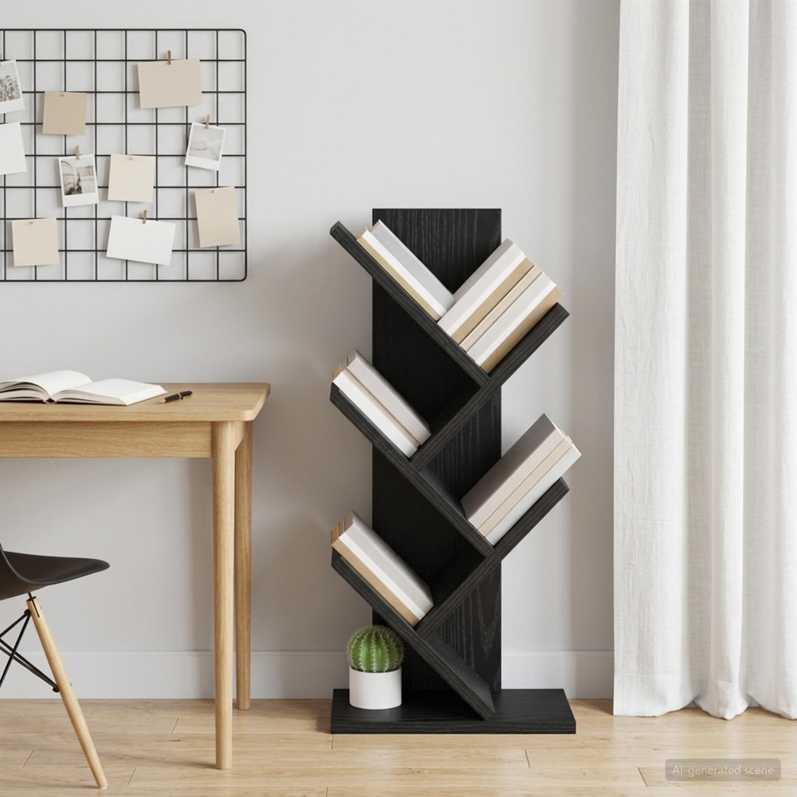 vidaXL Træ Bogreol 4-Plan 30 x 18 x 60 cm Konstrueret træ Sort eg
