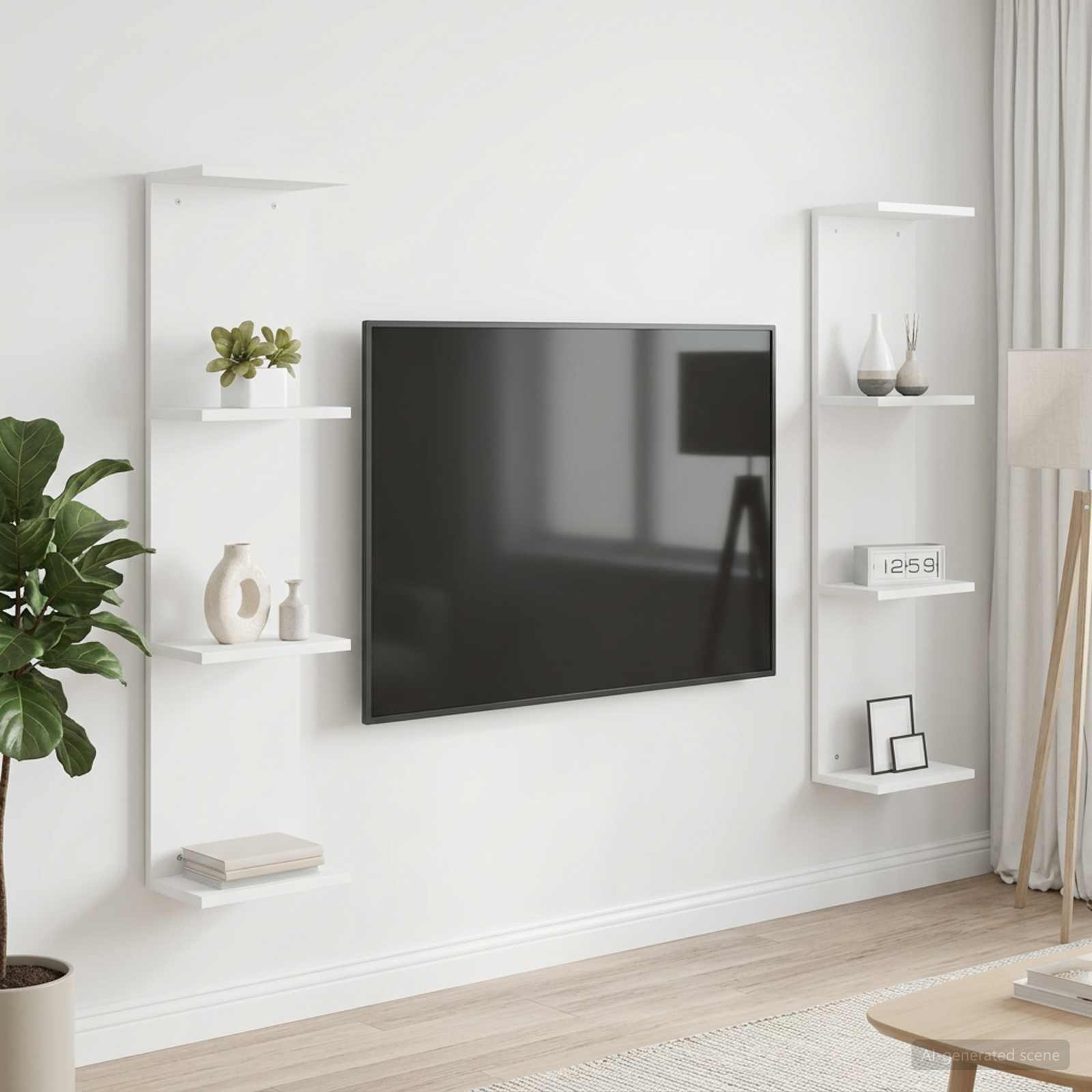 vidaXL Væghylde 2 stk. Hvid 25 x 15 x 100 cm Konstrueret træ