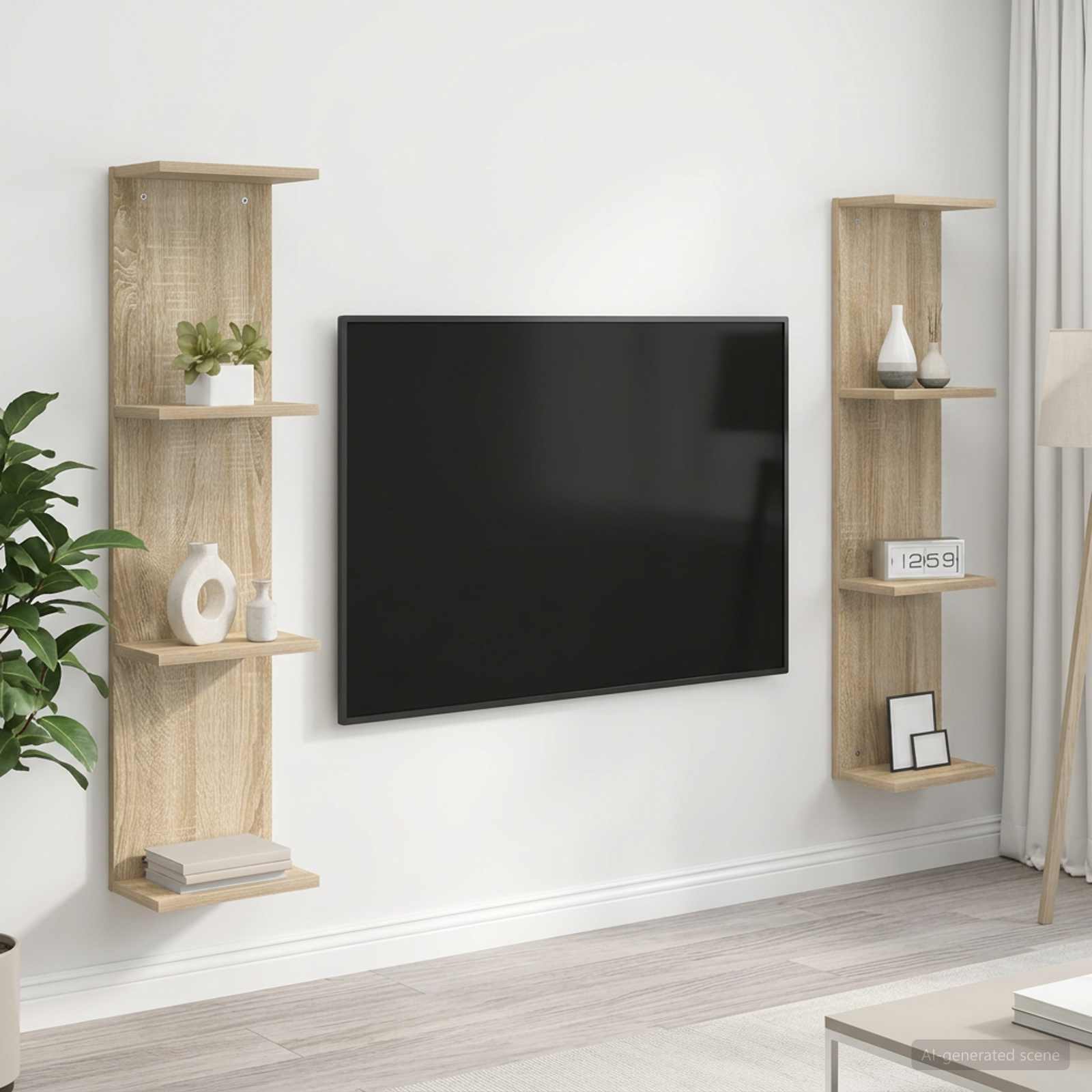 vidaXL Seinähylly 2 kpl Sonoma-tammi 25 x 15 x 100 cm Tekninen puu