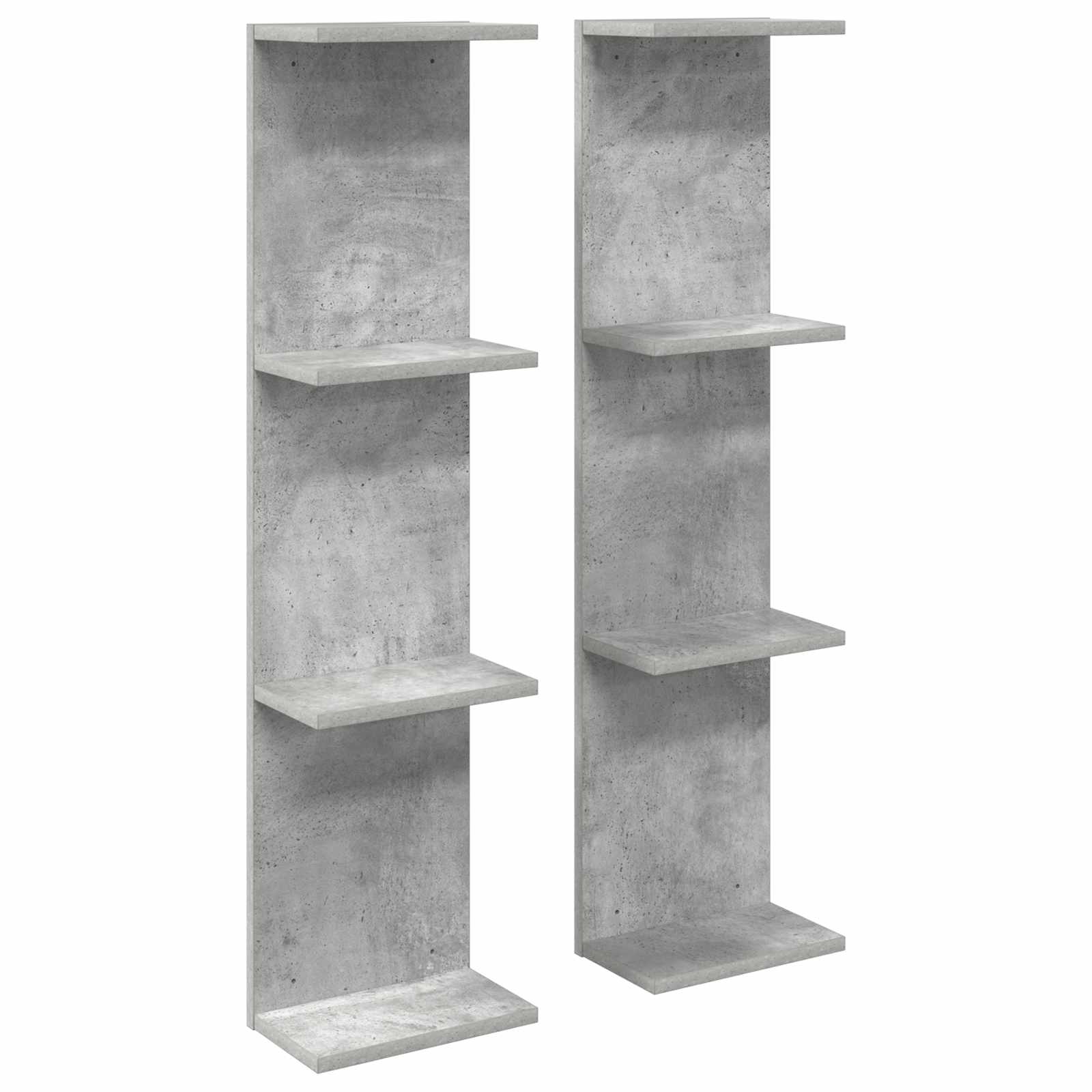 vidaXL Raft de perete 2 pcs Gri Beton 25 x 15 x 100 cm Lemn prelucrat