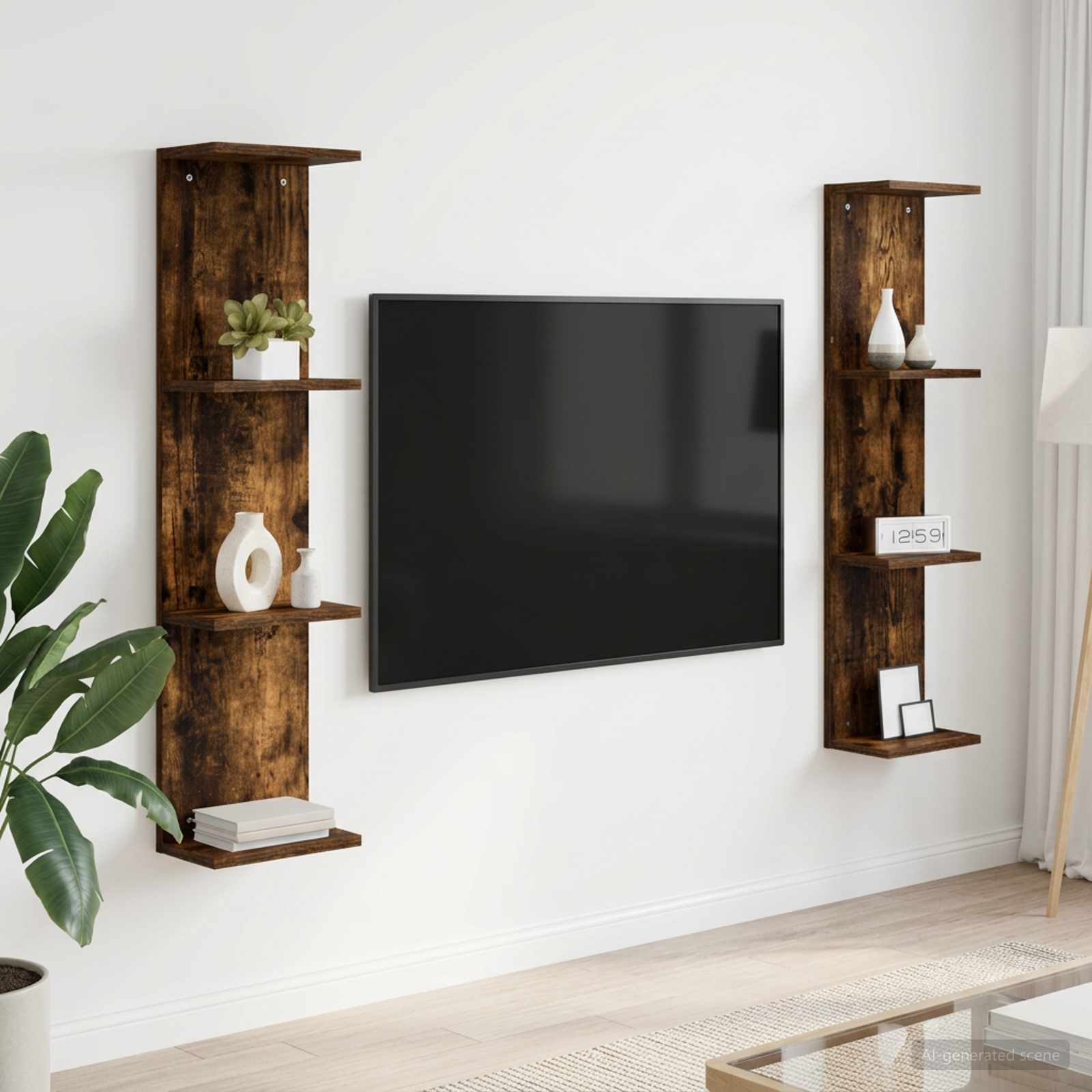 vidaXL Seinähylly 2 kpl Savutammi 25 x 15 x 100 cm Tekninen puu