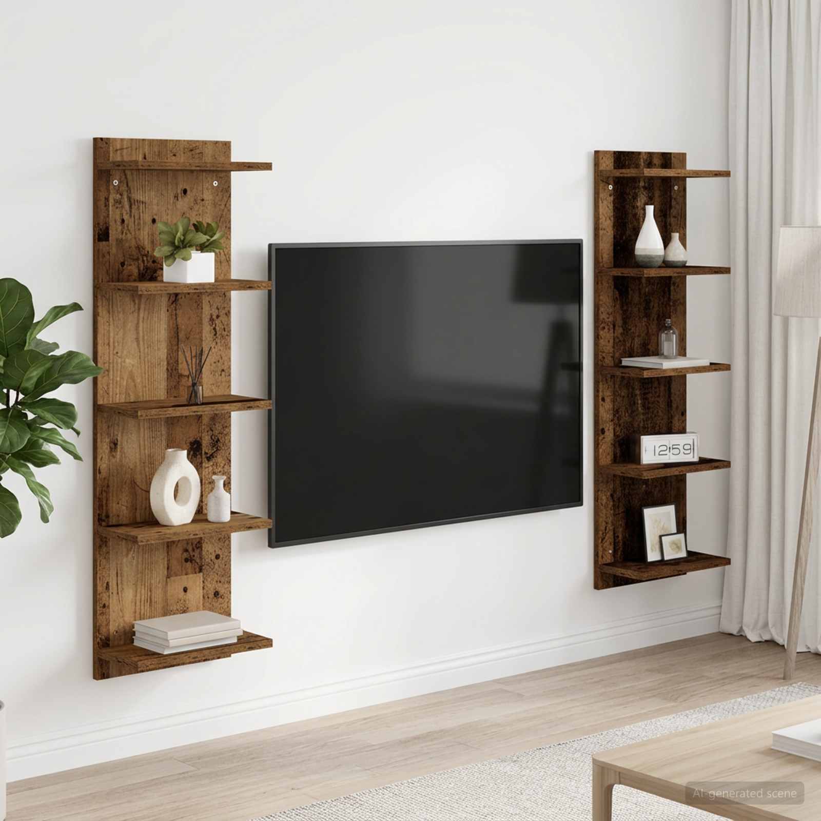 Wandplank 2 st Oud hout 30 x 15 x 100 cm Bewerkt hout – afbeelding 1