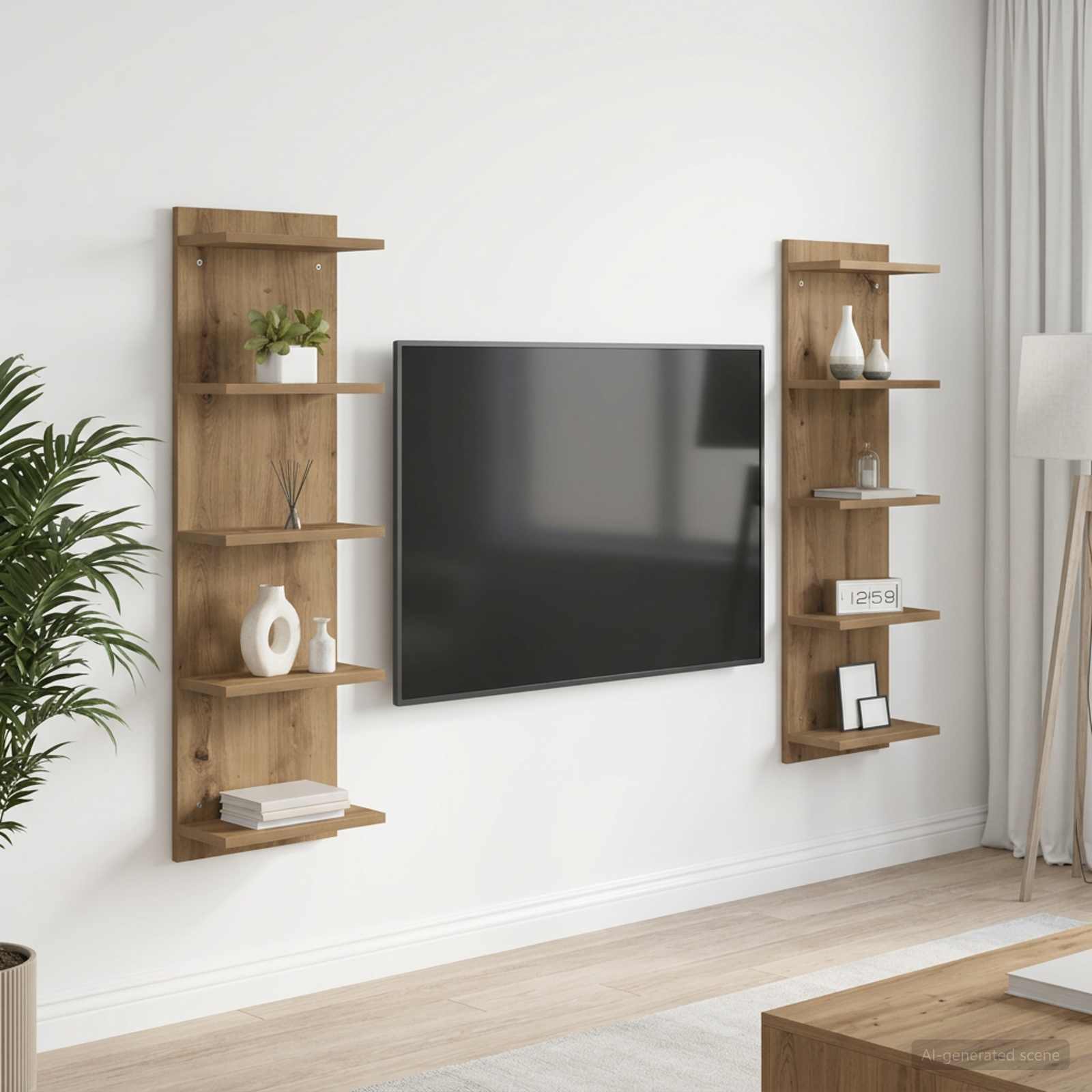 vidaXL Seinähylly 2 kpl Artisaanitammi 30 x 15 x 100 cm Tekninen puu