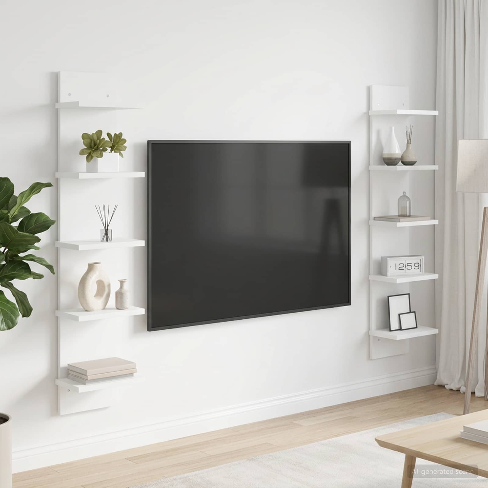 vidaXL Seinähylly 2 kpl valkoinen 22 x 15 x 100 cm Tekninen puu