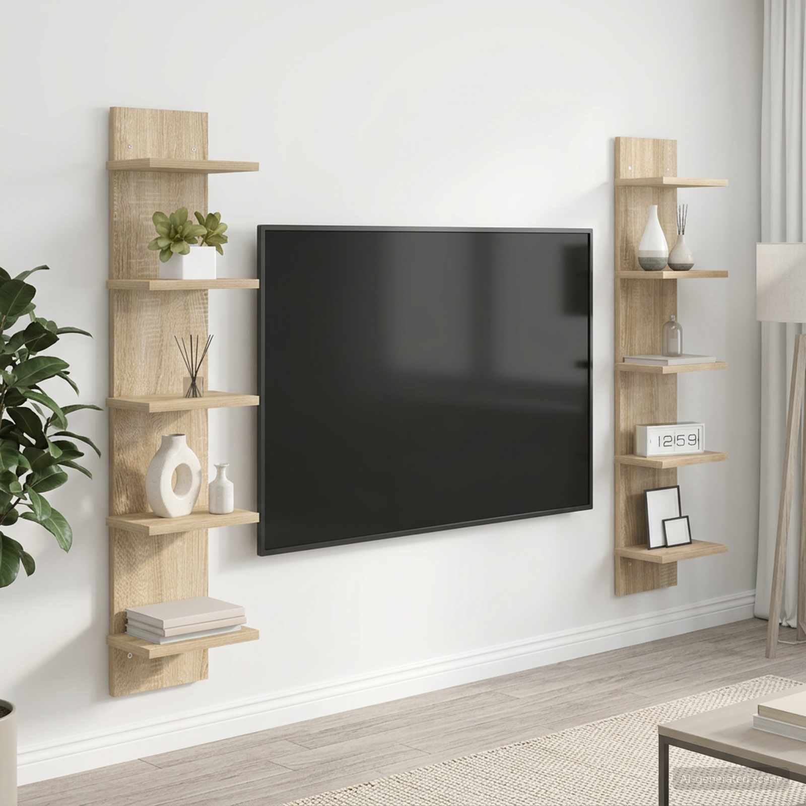 Wandplank 2 pcs Sonoma Eiken 22 x 15 x 100 cm Bewerkt hout – afbeelding 1