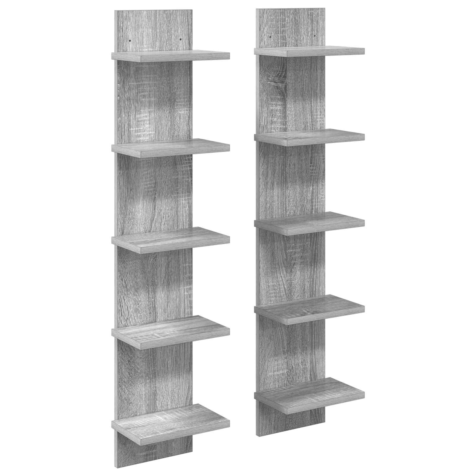 vidaXL Raft de perete 2 pcs Sonoma gri 22 x 15 x 100 cm Lemn prelucrat