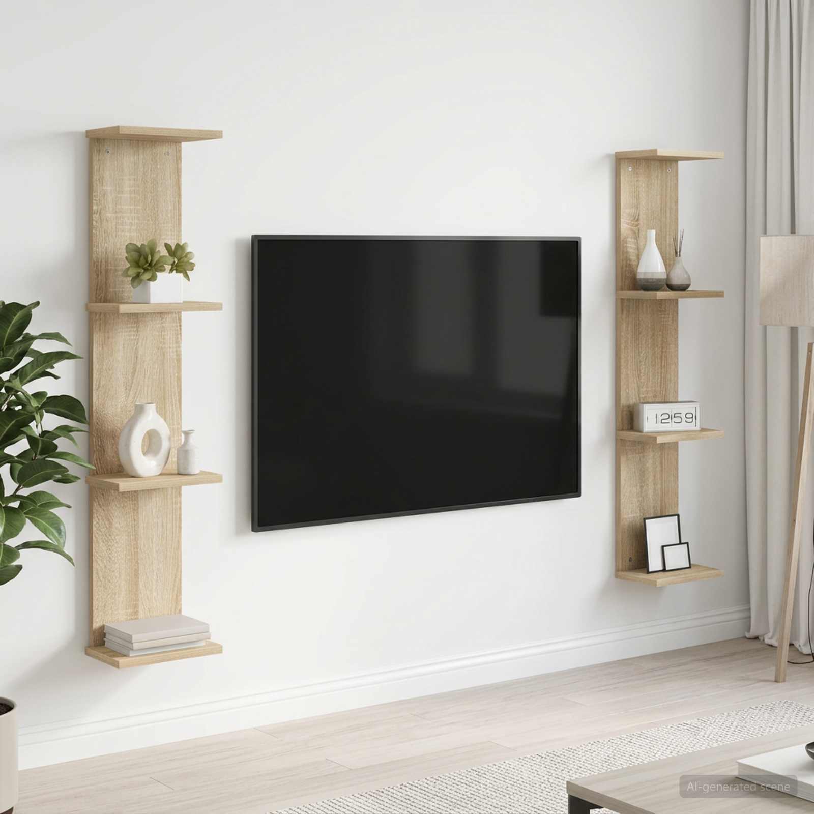 vidaXL Seinähylly 2 kpl Sonoma-tammi 22 x 15 x 100 cm Tekninen puu