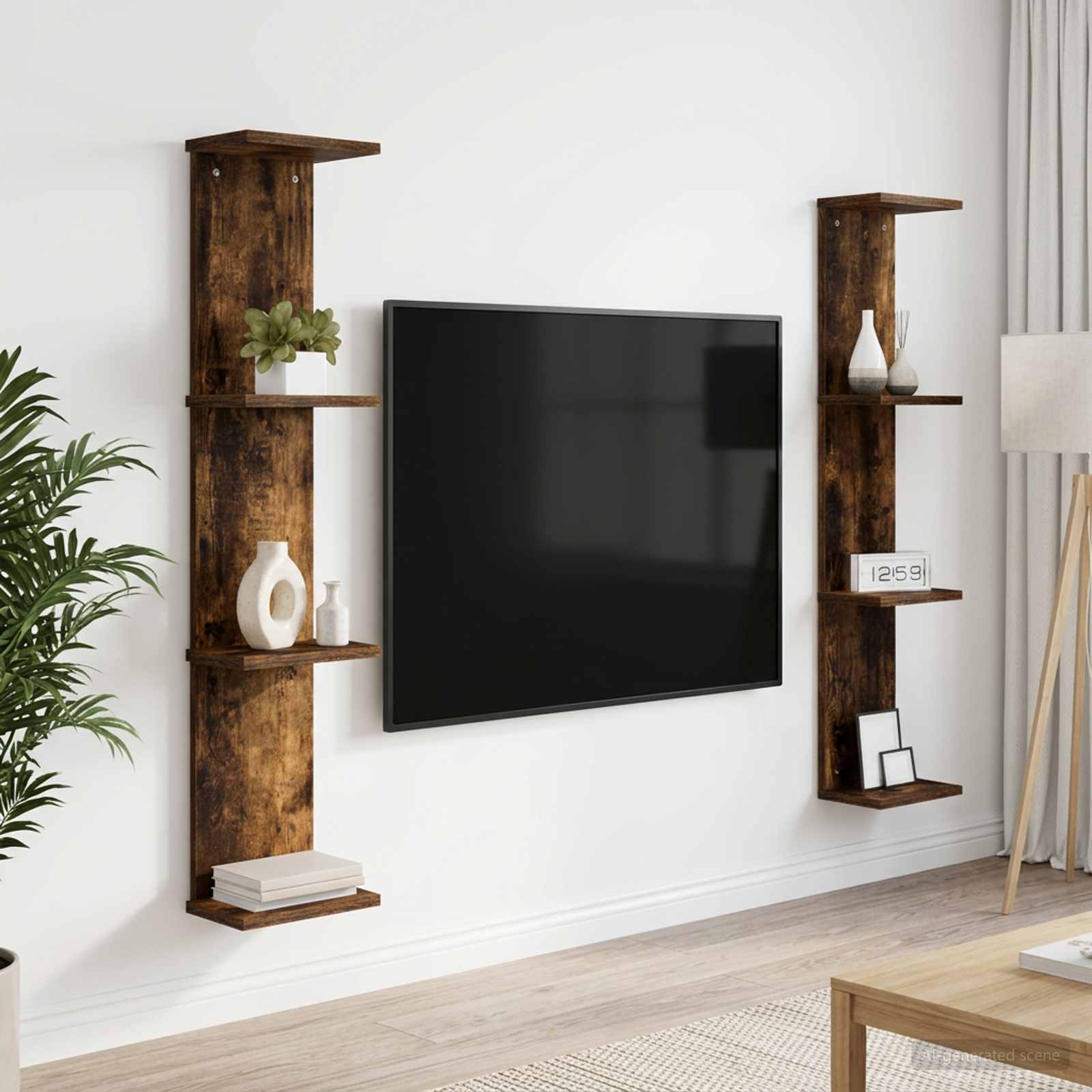 vidaXL Seinähylly 2 kpl Savutammi 22 x 15 x 100 cm Tekninen puu