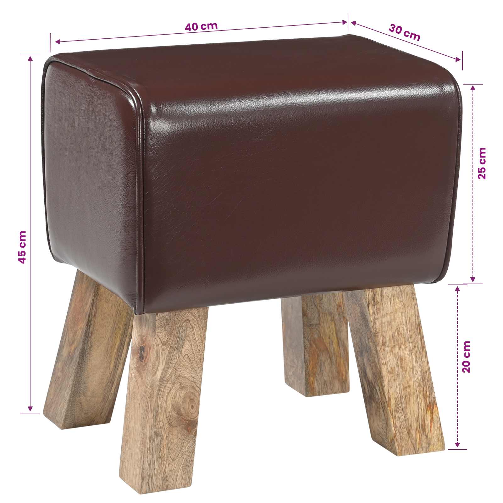 Penkki 40 x 30 x 45 cm Aitoa Nahkaa Tumma ruskea - Image 8