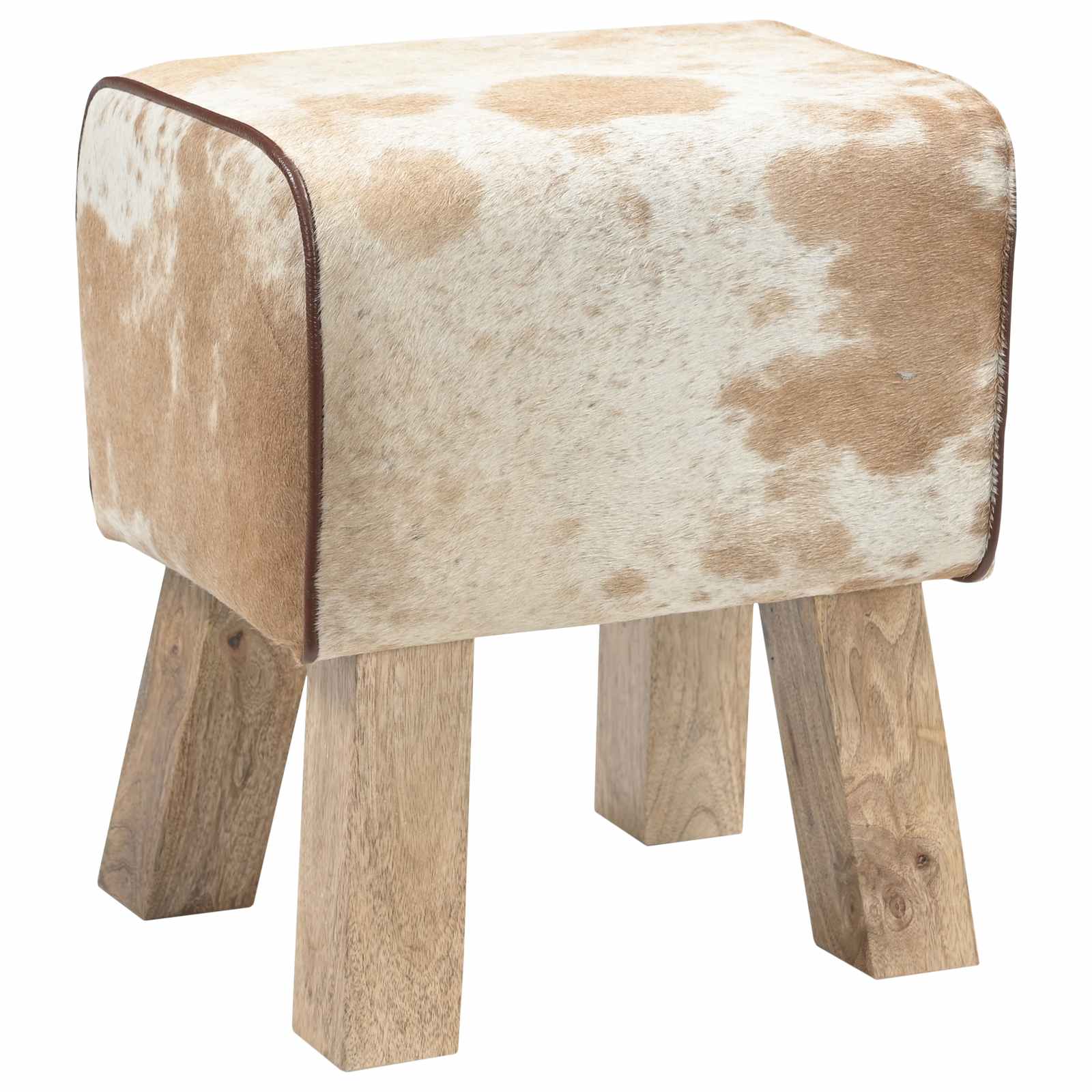 Penkki 40 x 30 x 45 cm Aitoa Nahkaa Ruskea ja valkoinen - Image 3