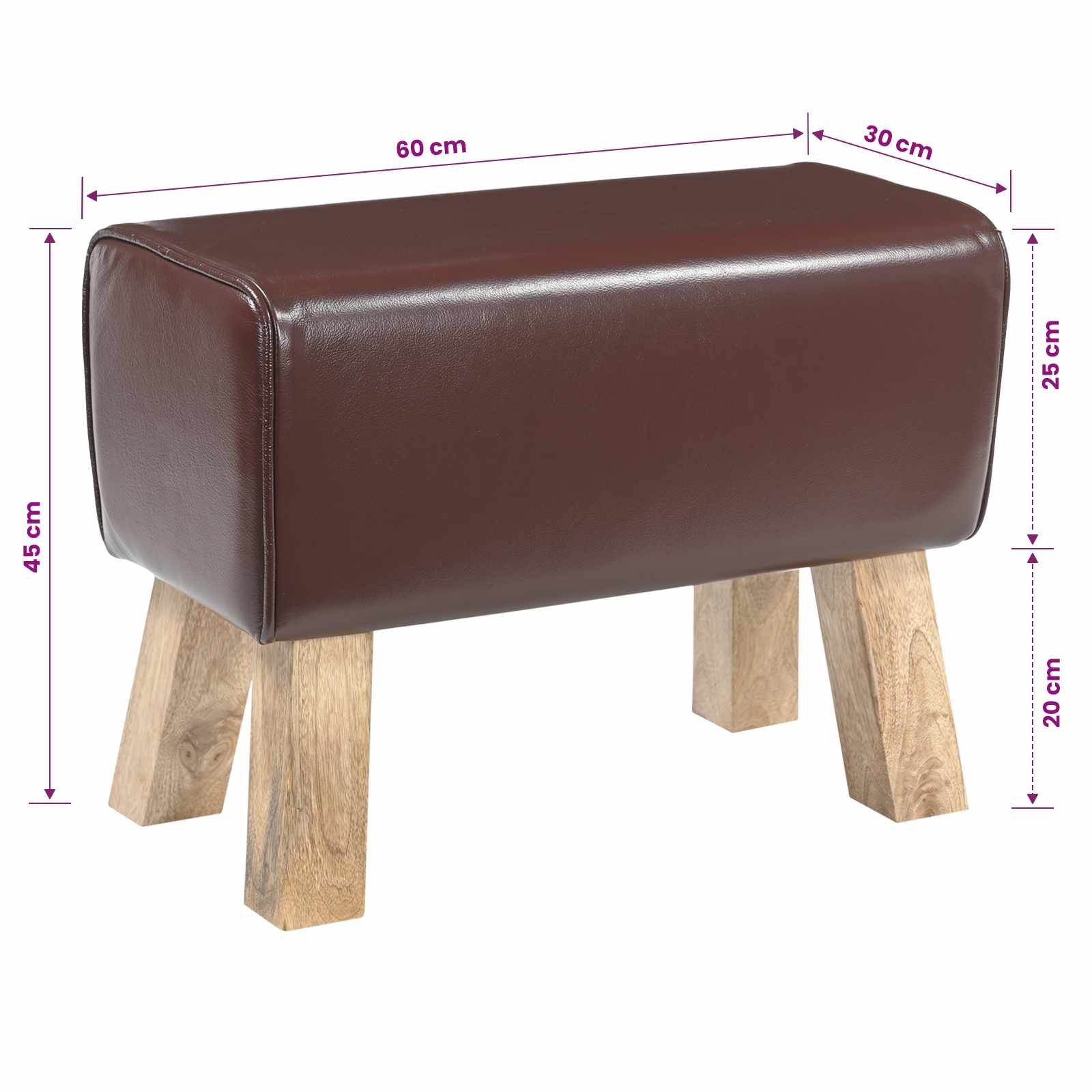Penkki 60 x 30 x 45 cm Aitoa Nahkaa Tumma ruskea - Image 8