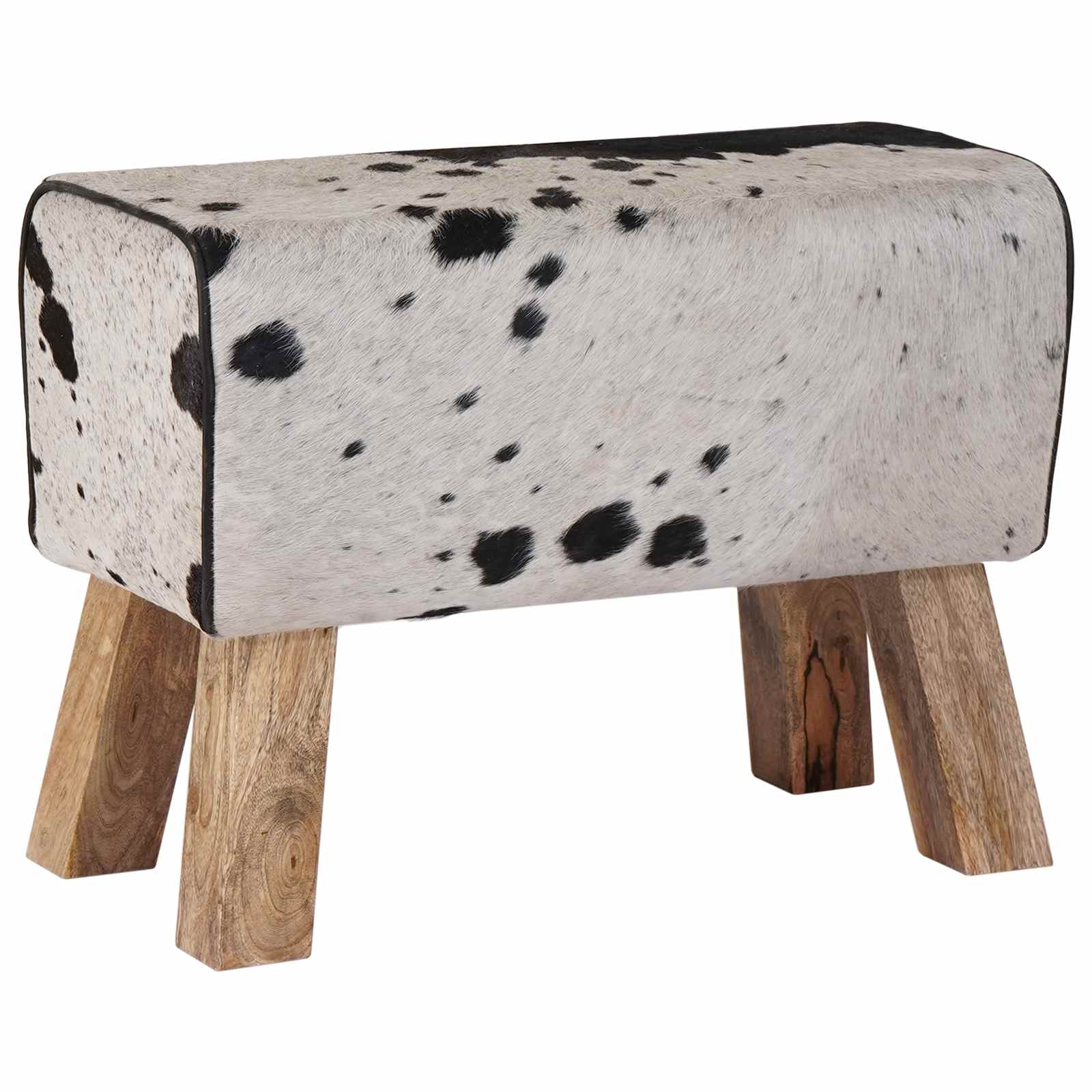 klop 60 x 30 x 45 cm Pravo usnje Črna in bela