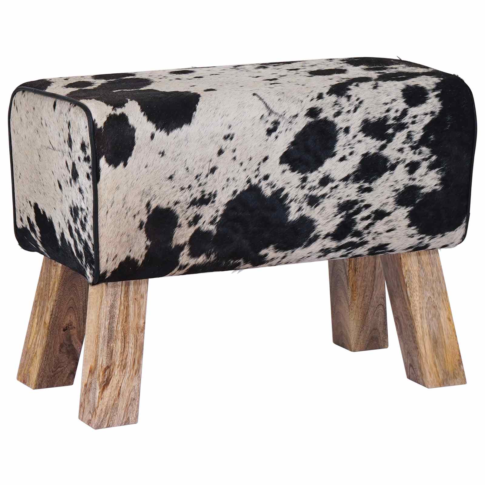 klop 60 x 30 x 45 cm Pravo usnje Črna in bela