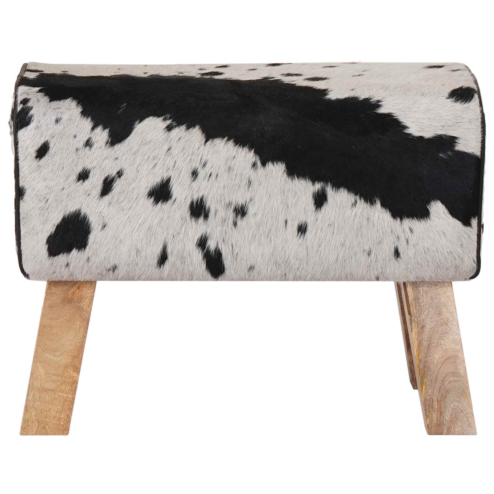 klop 60 x 30 x 45 cm Pravo usnje Črna in bela