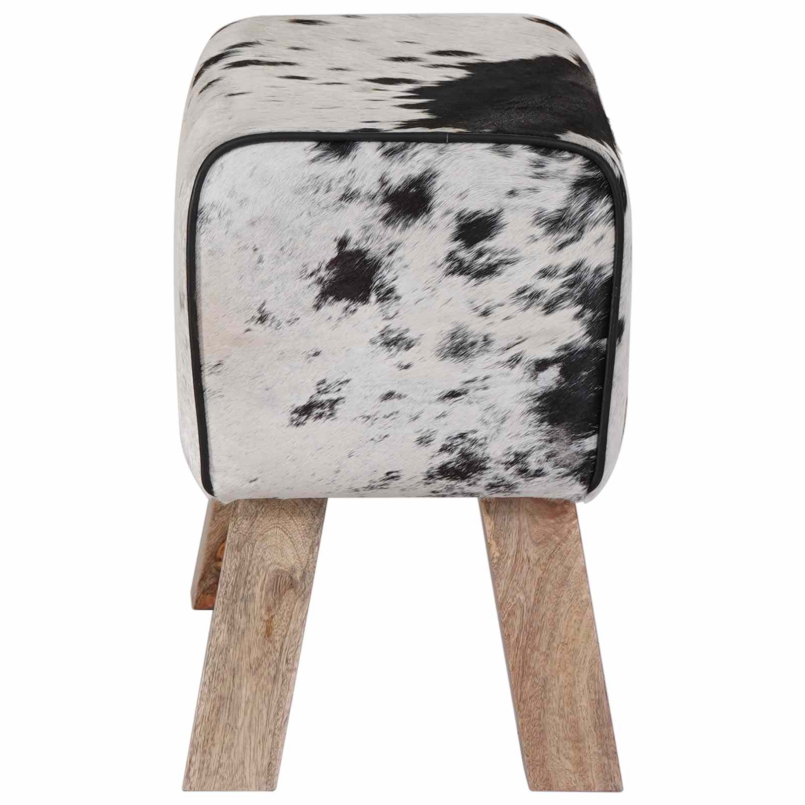 klop 60 x 30 x 45 cm Pravo usnje Črna in bela