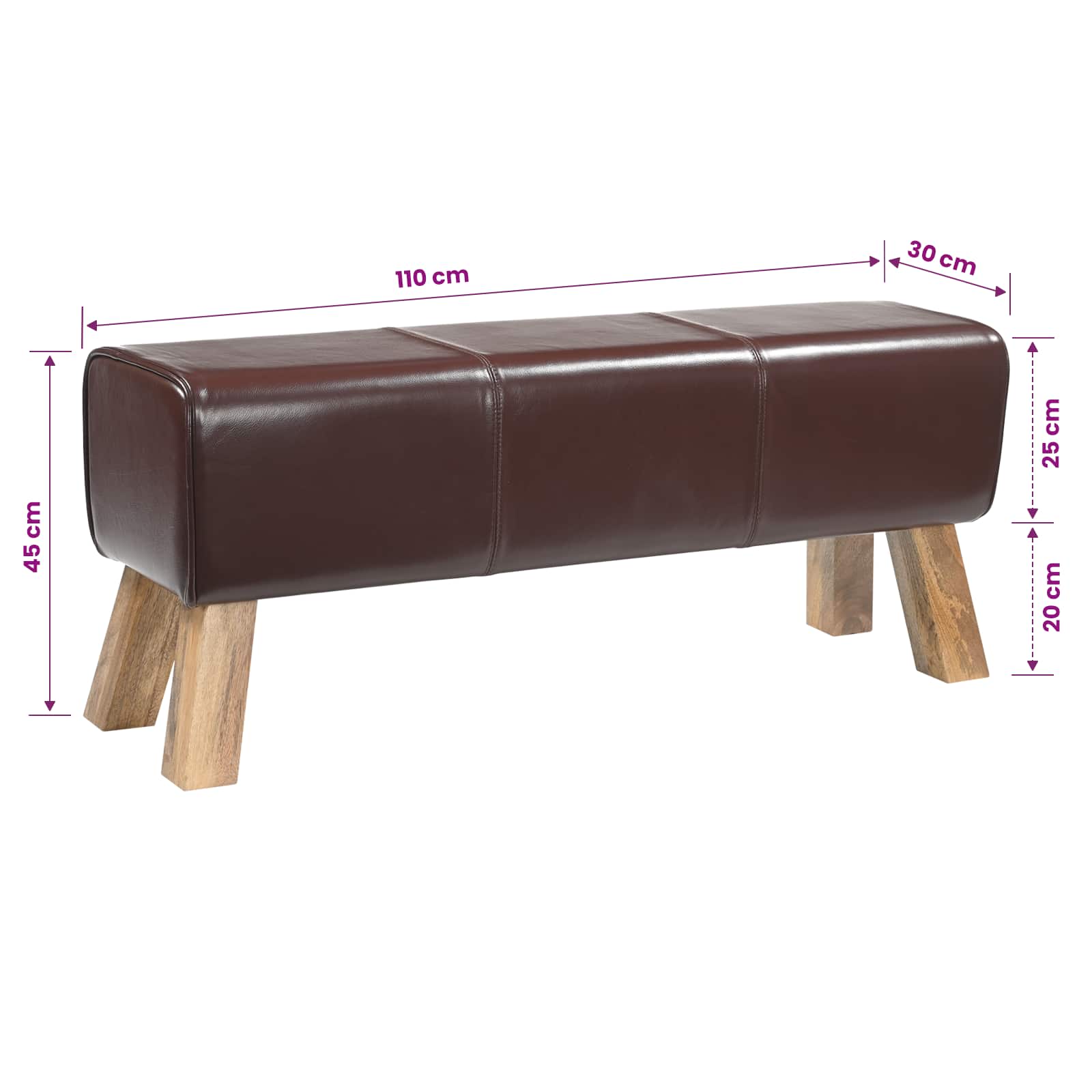 Penkki 110 x 30 x 45 cm Aitoa Nahkaa Tumma ruskea - Image 7