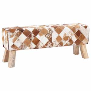 lavice 110 x 30 x 45 cm Pravá kůže Hnědý patchwork - obrázek 3