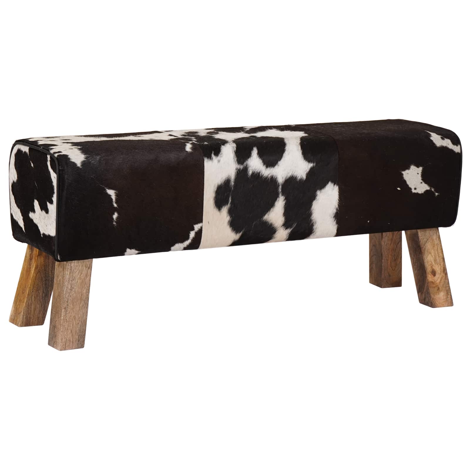 vidaXL lavice 110 x 30 x 45 cm Pravá kůže Černá a bílá