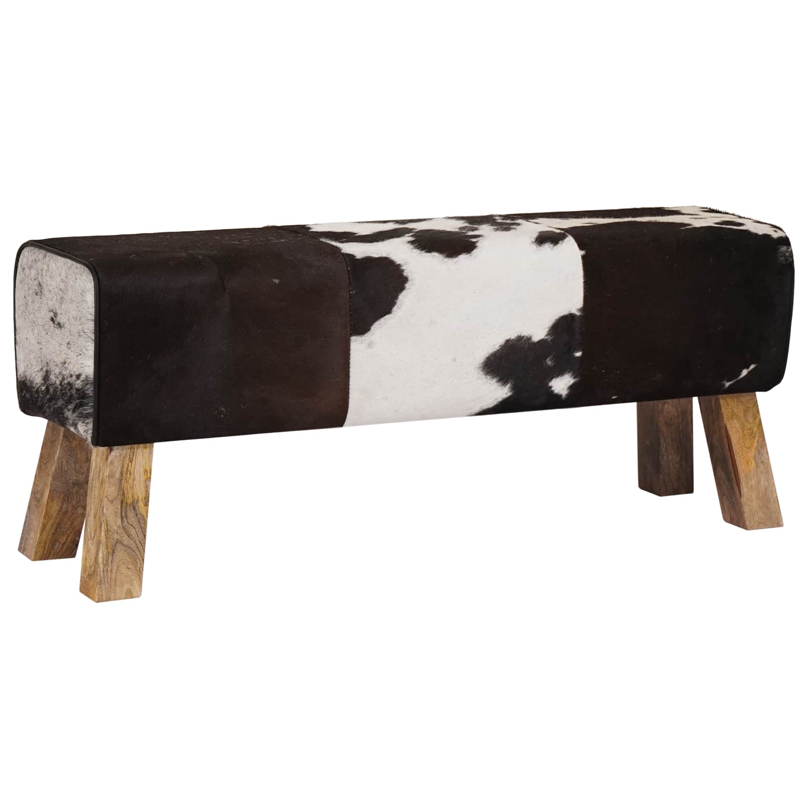 klop 110 x 30 x 45 cm Pravo usnje Črna in bela