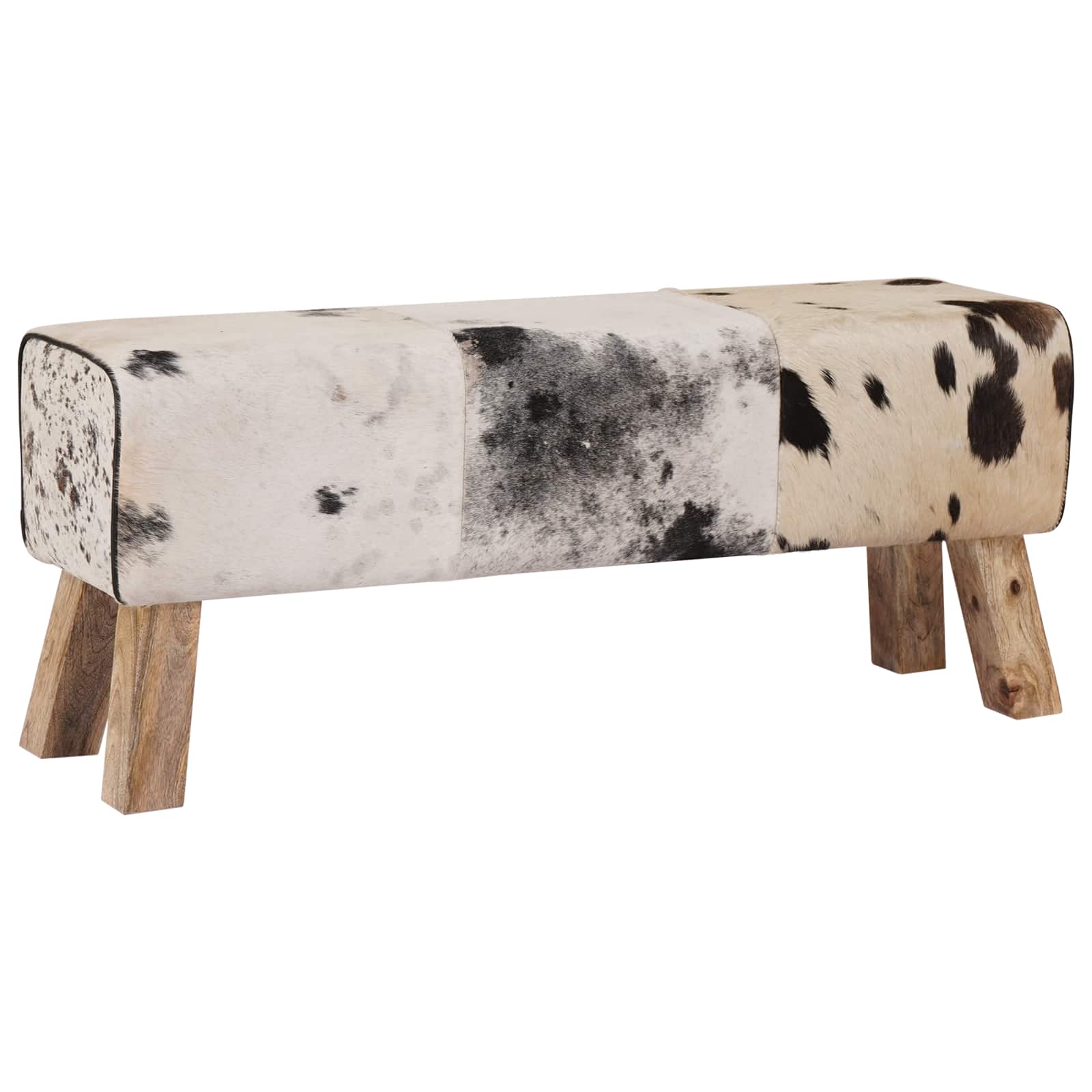 klop 110 x 30 x 45 cm Pravo usnje Črna in bela