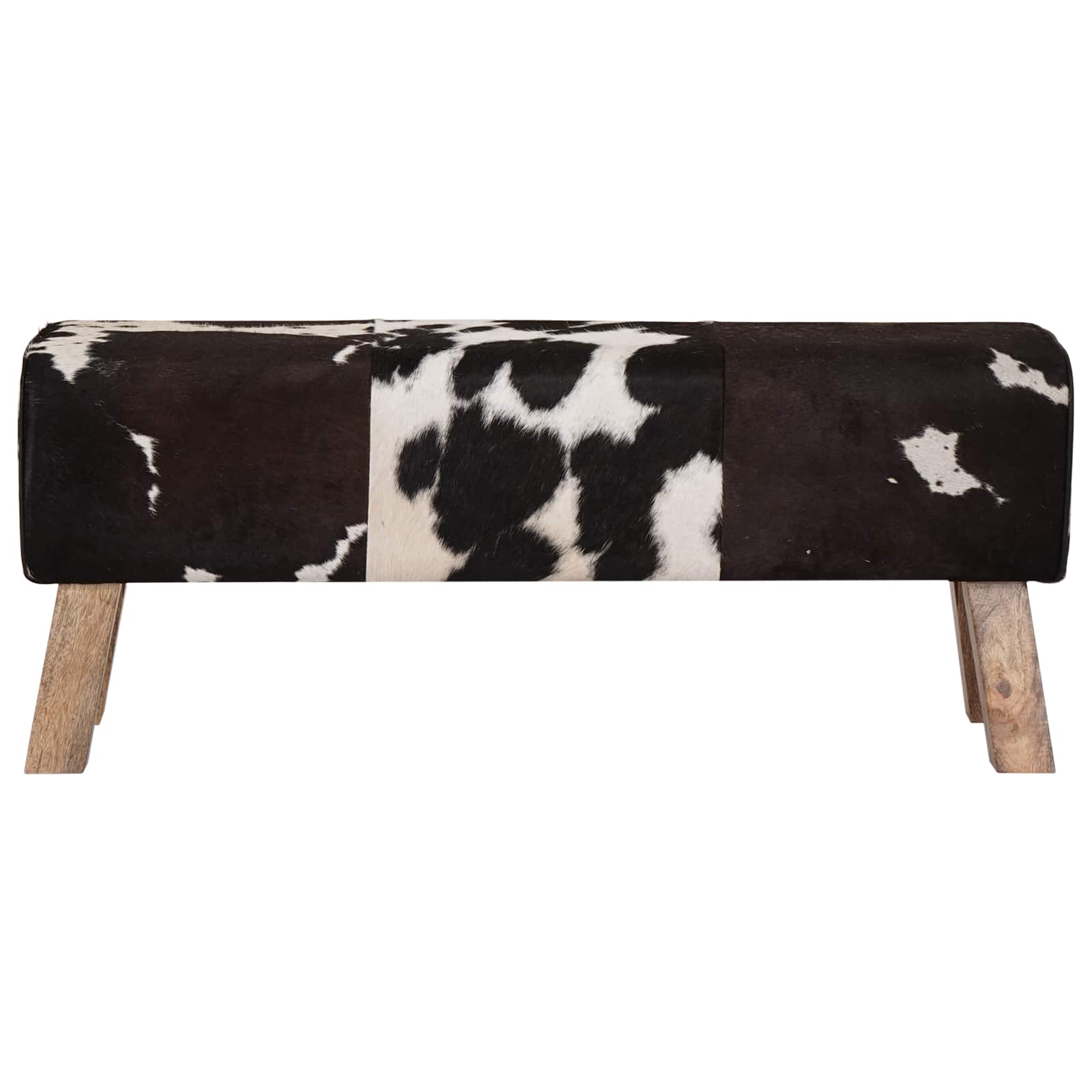 klop 110 x 30 x 45 cm Pravo usnje Črna in bela