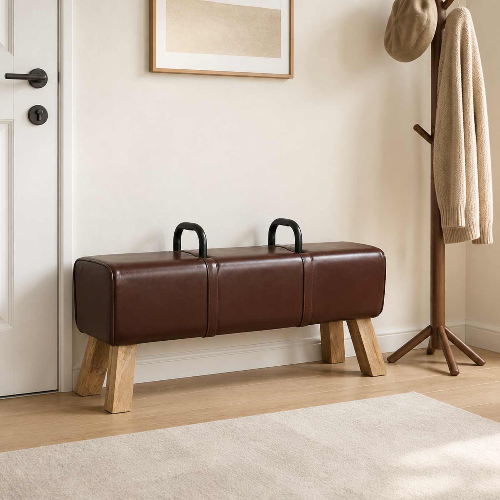 vidaXL Bank Dunkelbraun 110 x 30 x 45 cm Echtes Leder