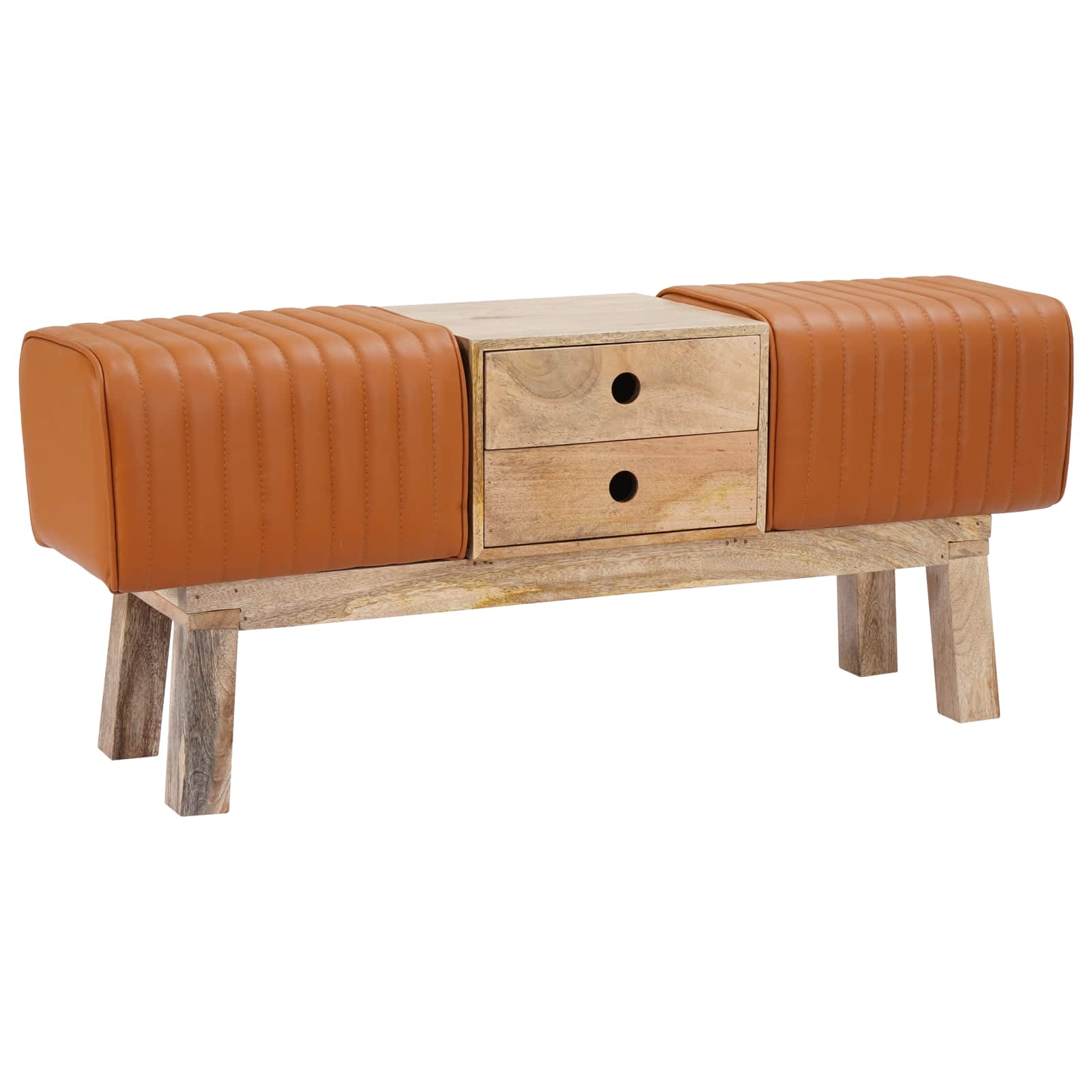 vidaXL lavice 110 x 30 x 45 cm Pravá kůže Hnědá