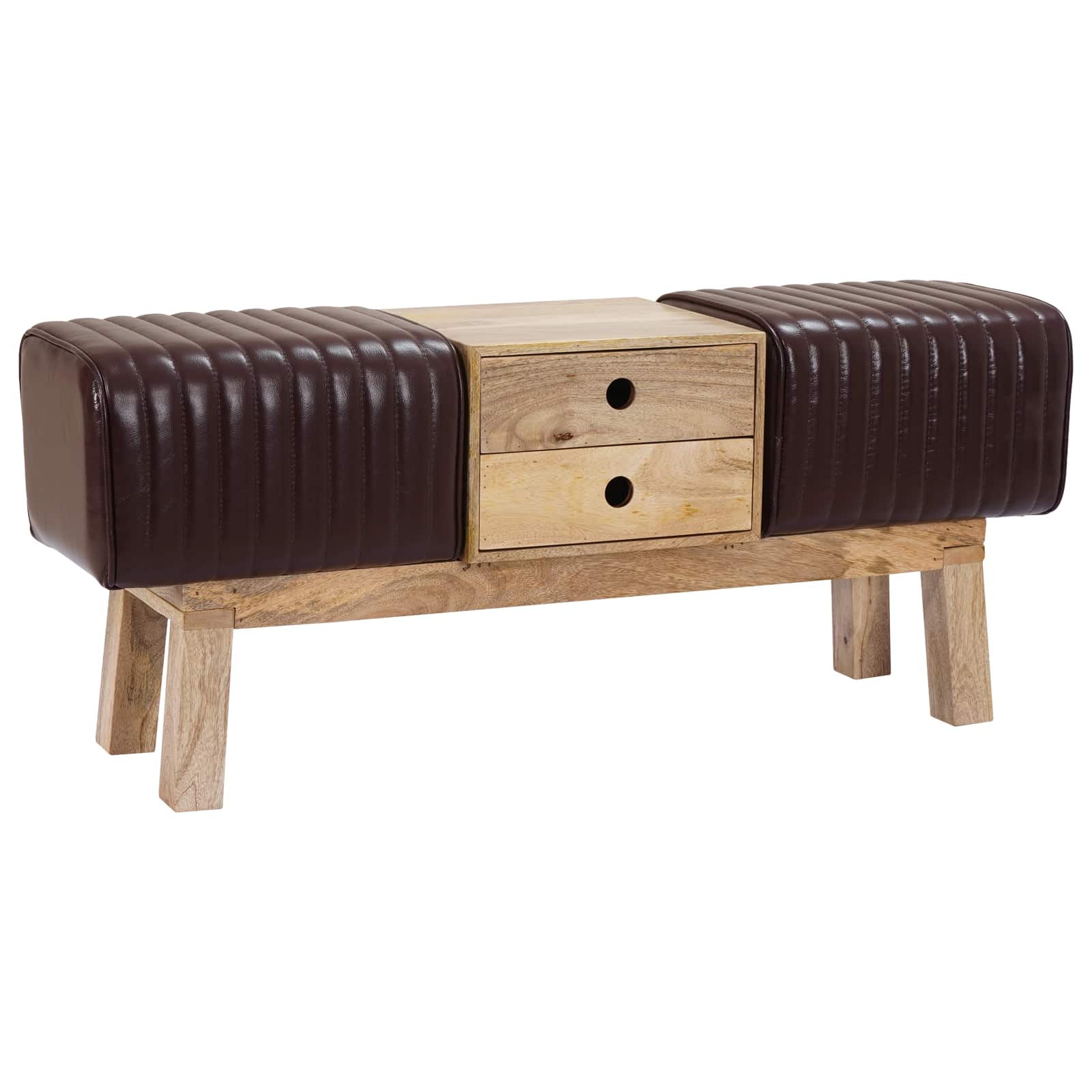 vidaXL lavice 110 x 30 x 45 cm Pravá kůže Tmavě hnědá