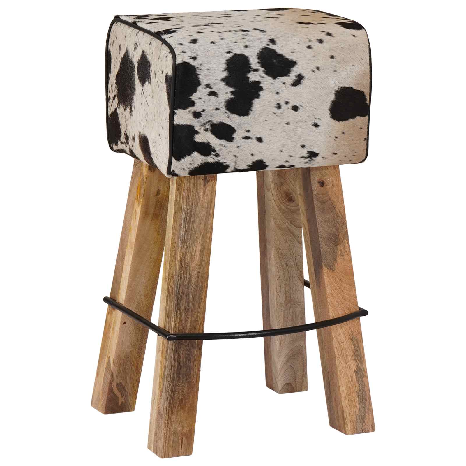 Barski stol 2 kos Črna in bela 44 x 33 x 74 cm Pravo usnje