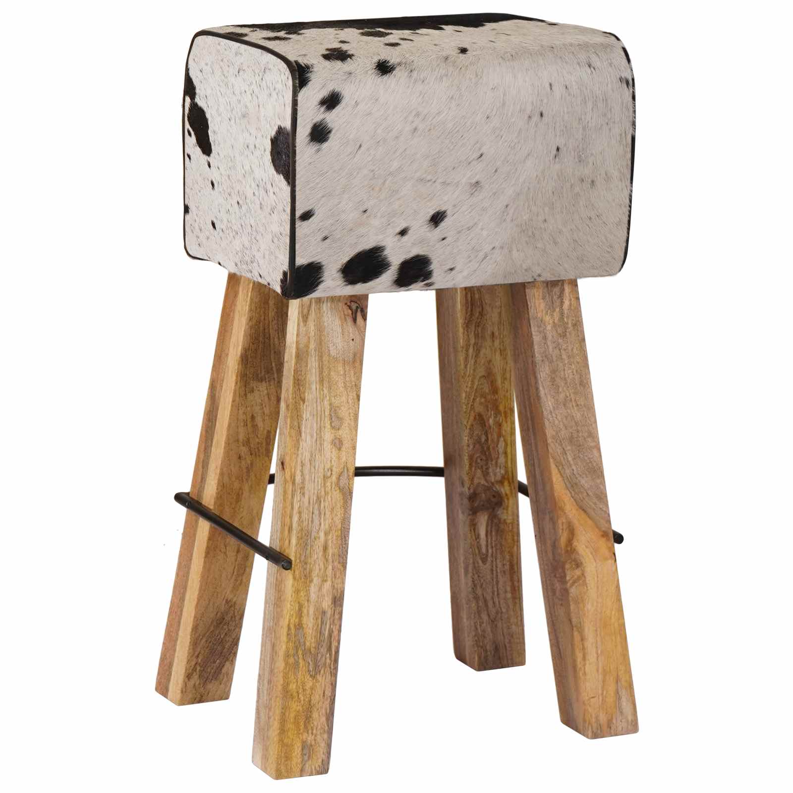 Barski stol 2 kos Črna in bela 44 x 33 x 74 cm Pravo usnje