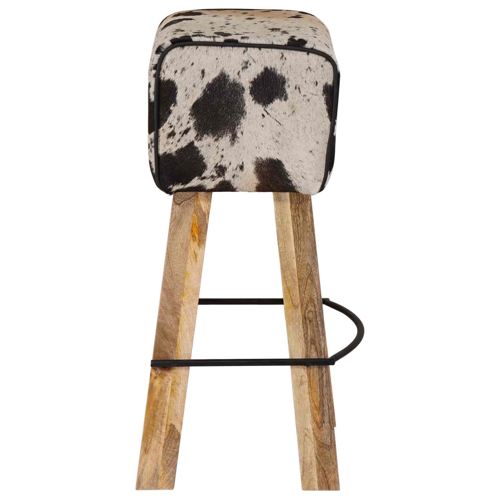 Barski stol 2 kos Črna in bela 44 x 33 x 74 cm Pravo usnje