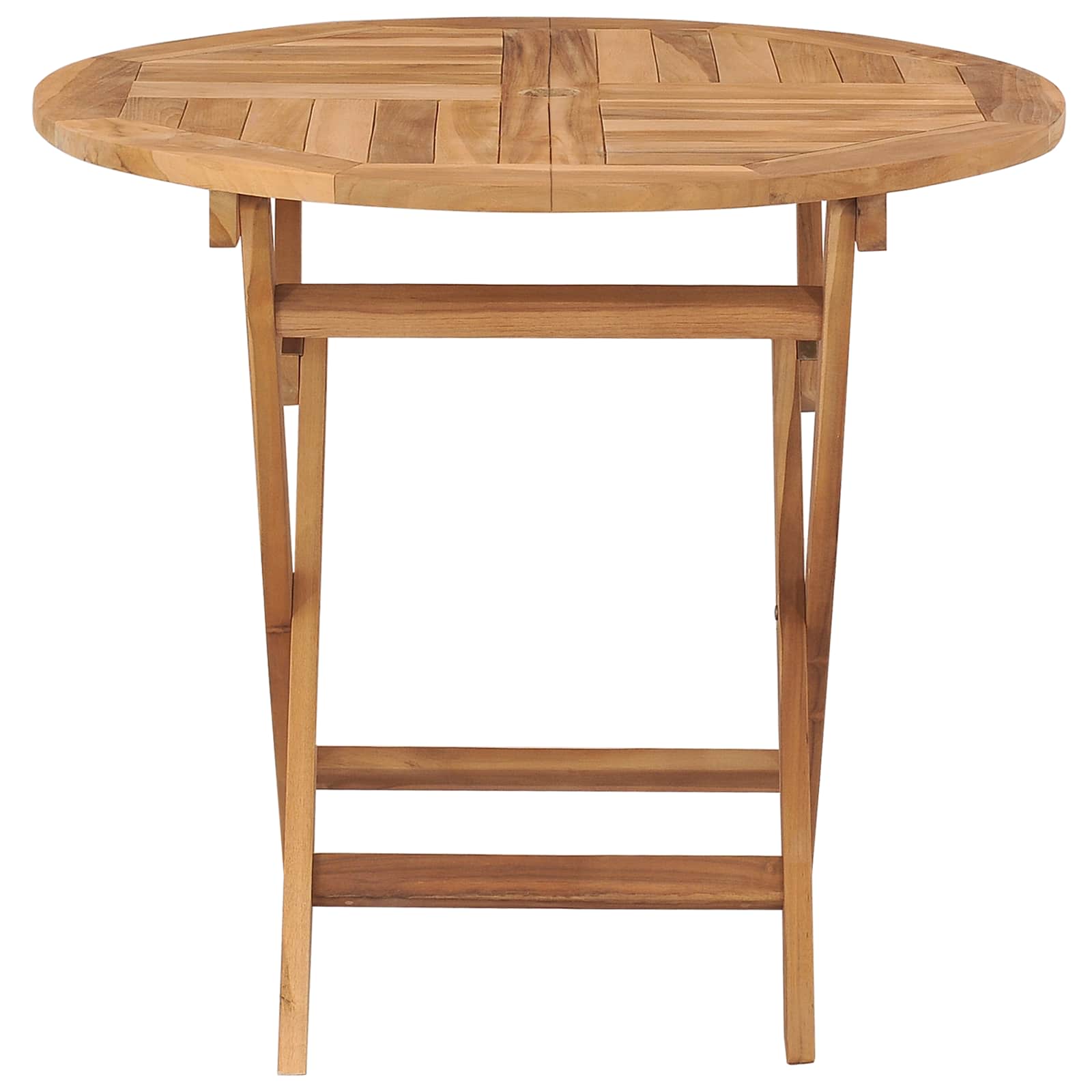 Vouw Tuin Tafel Naturel Ø 90 x 75 cm Massief Teakhout image 4