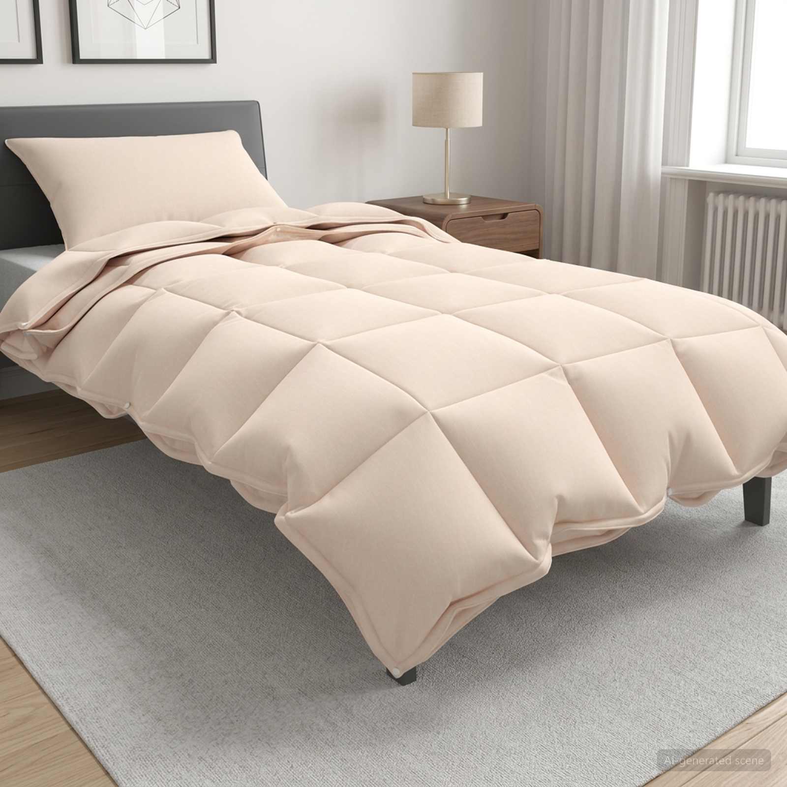 Bettwäsche-Set Beige 137 x 200 cm Baumwolle, Kapok, Polyester