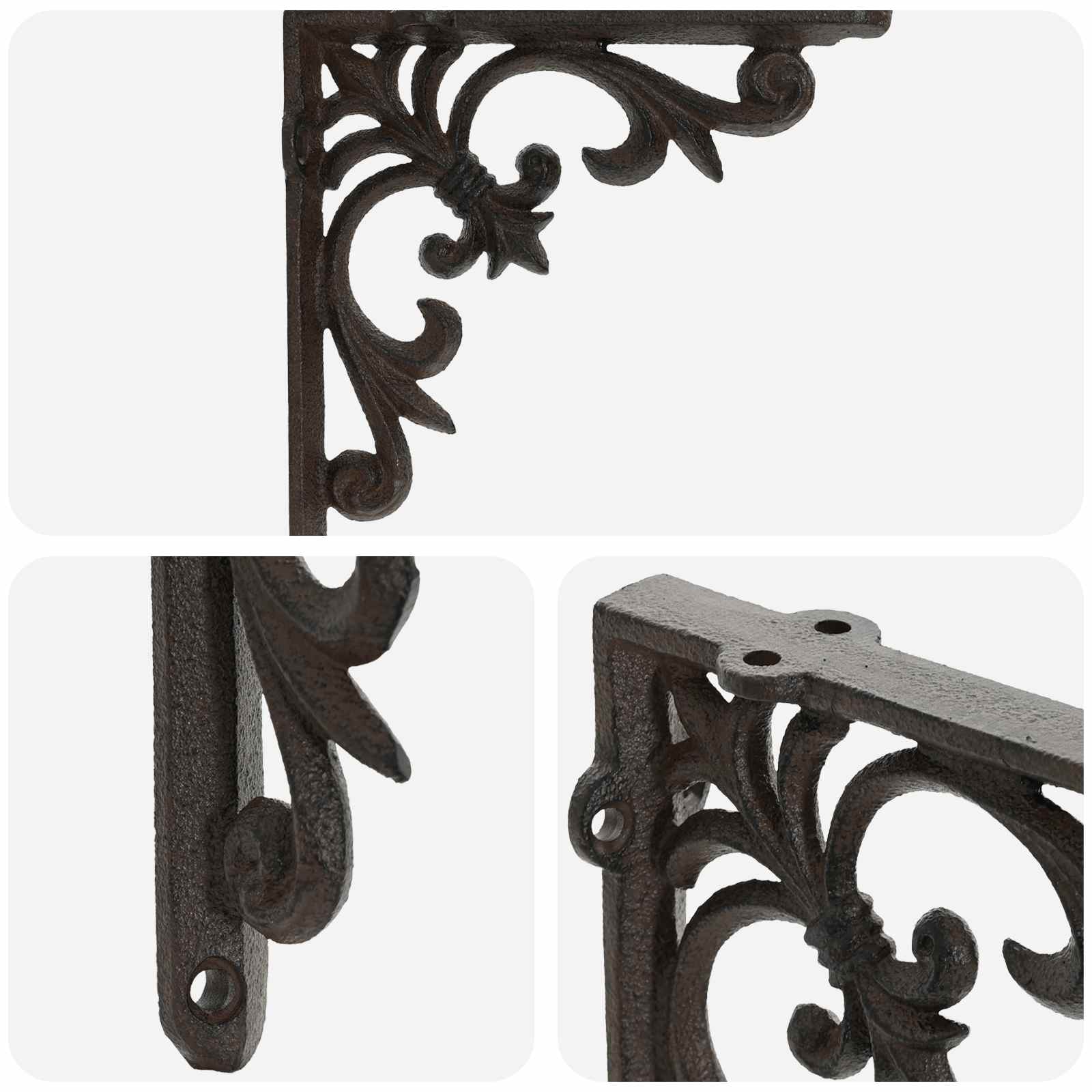 Стенни конзоли за рафтове 2 бр. Антично кафяво — изображение 4
