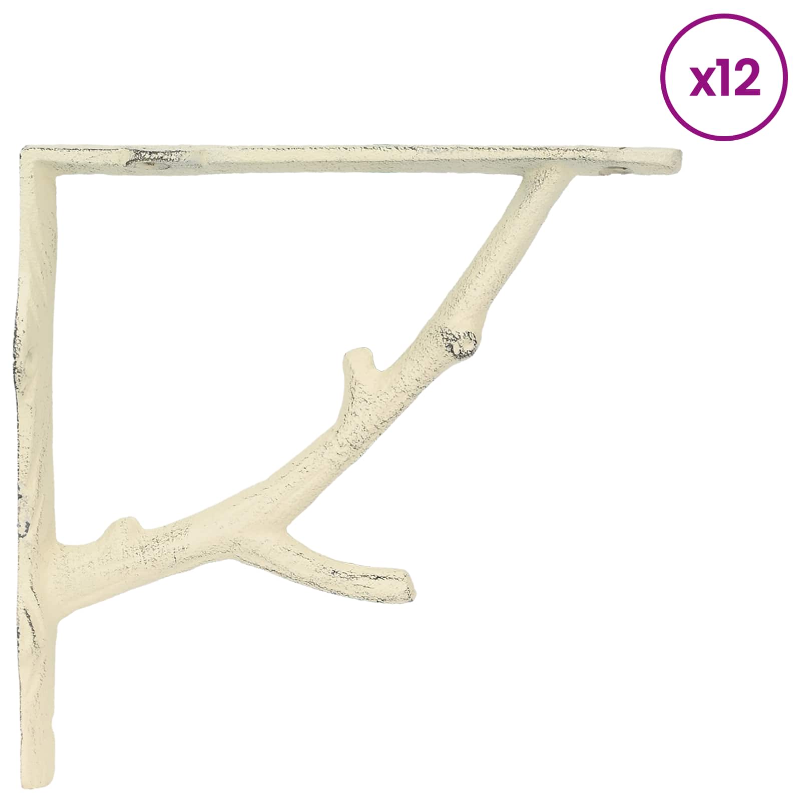 Nosilci za stenske police 12 kos Antik bela 14 x 14 x 4 cm
