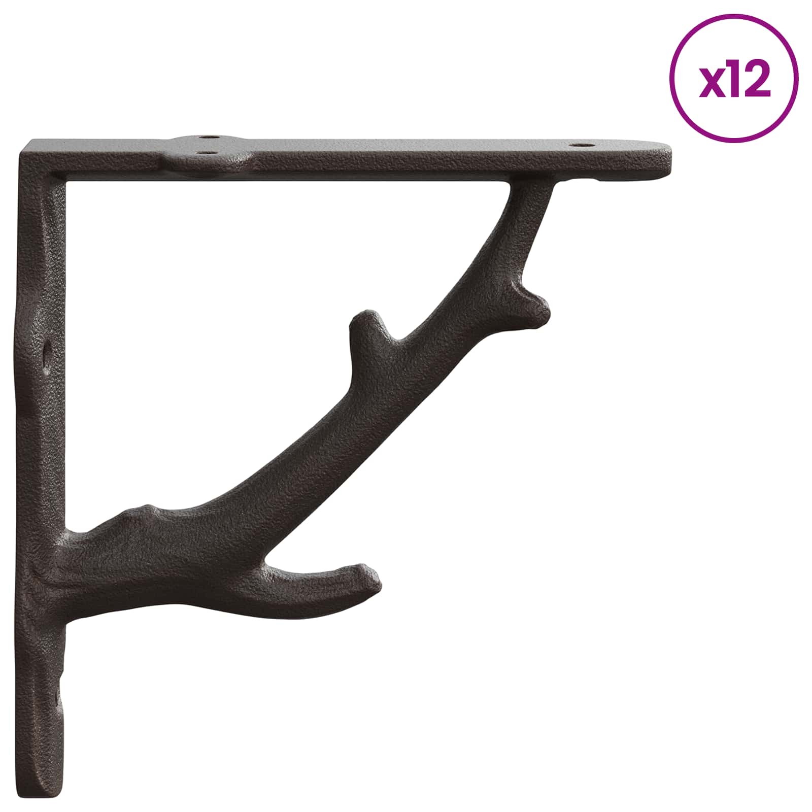 Nosilci za stenske police 12 kos Antik rjava 14 x 14 x 4 cm