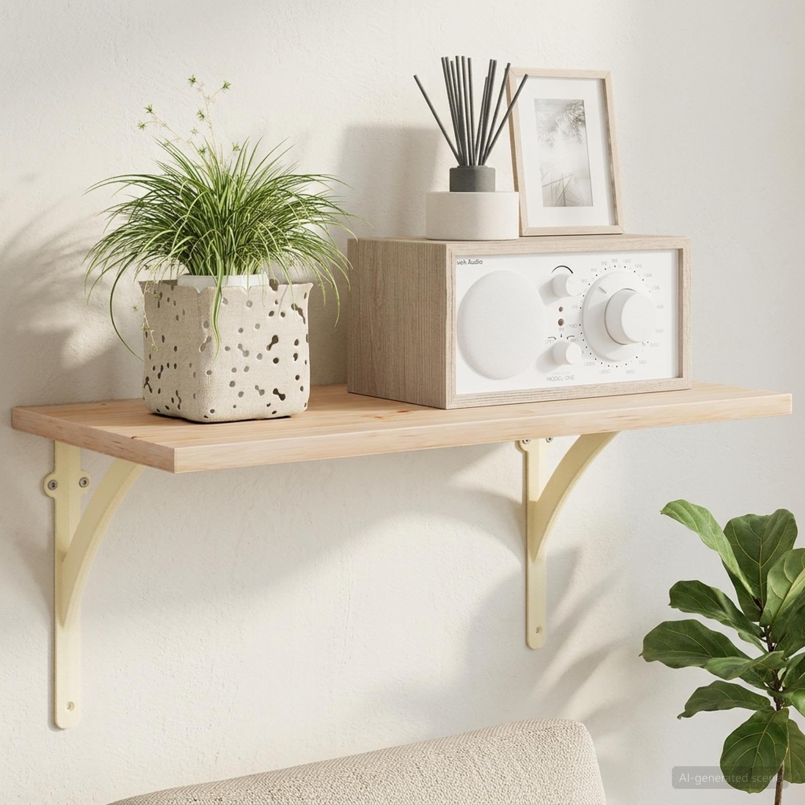 Wandplank Beugels 2 st Antiek wit 10 x 10 x 3 cm Staal