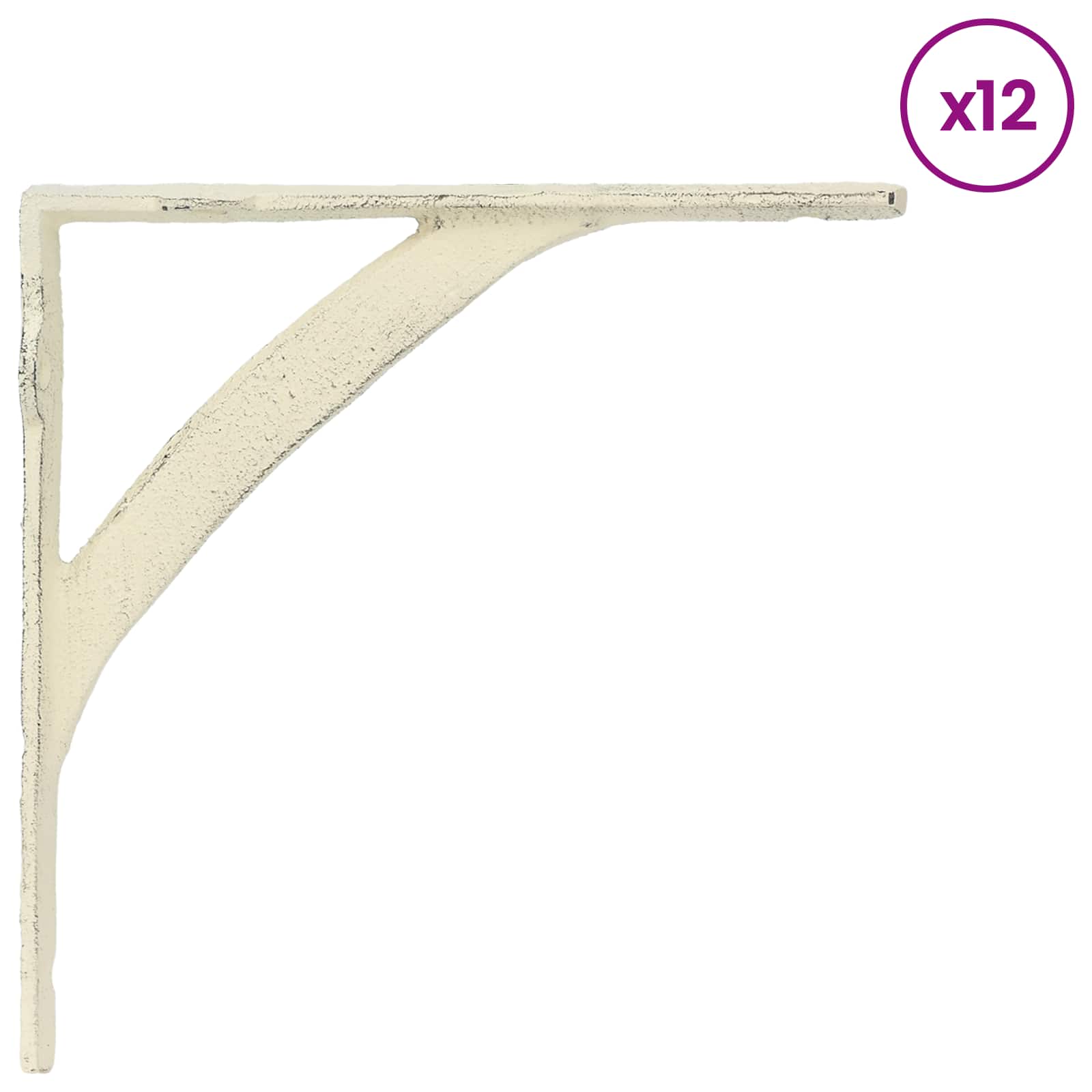 Nosilci za stenske police 12 kos Antik bela 10 x 10 x 3 cm