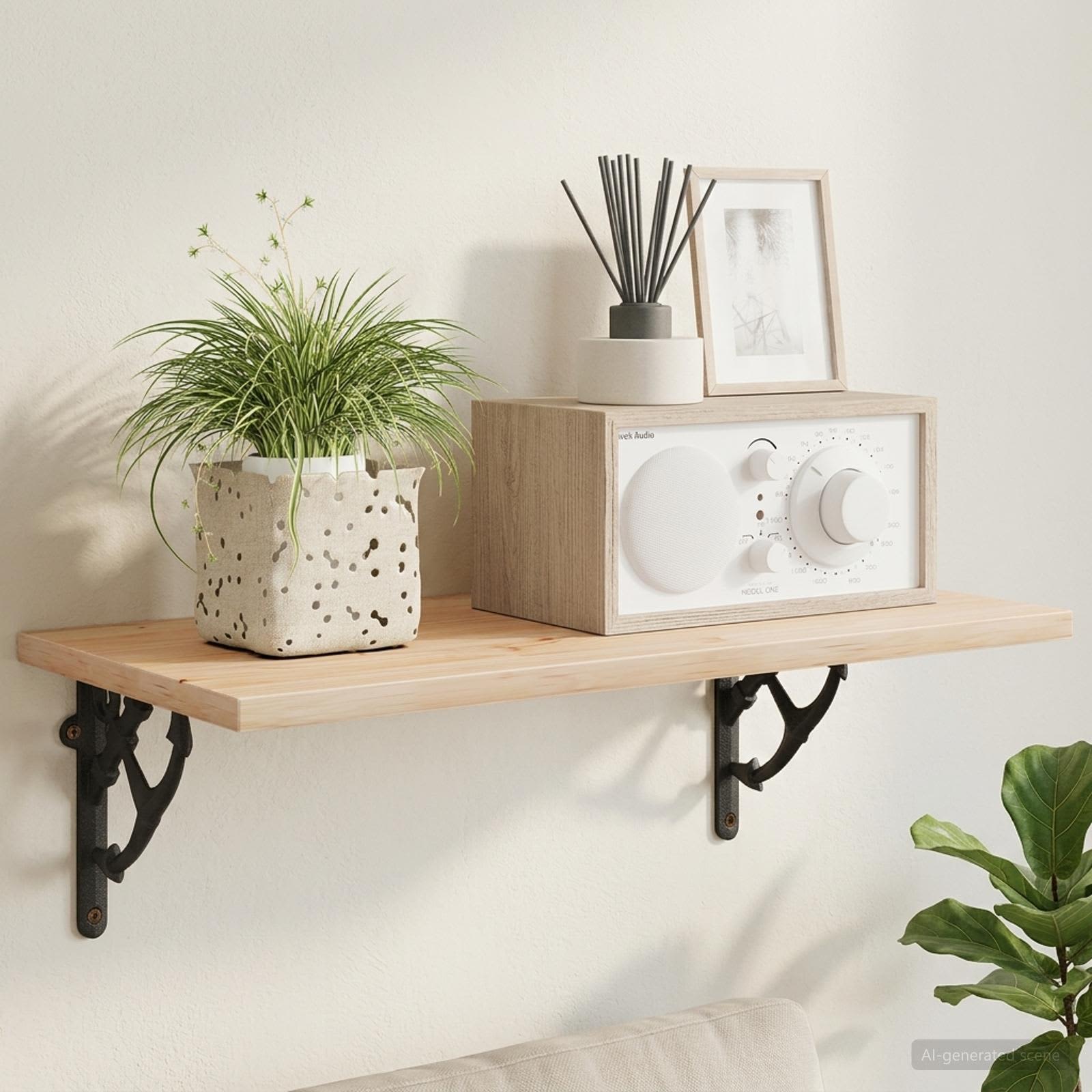 Wandplank Beugels 12 st Zwart 14.5 x 14.5 x 3.5 cm Staal