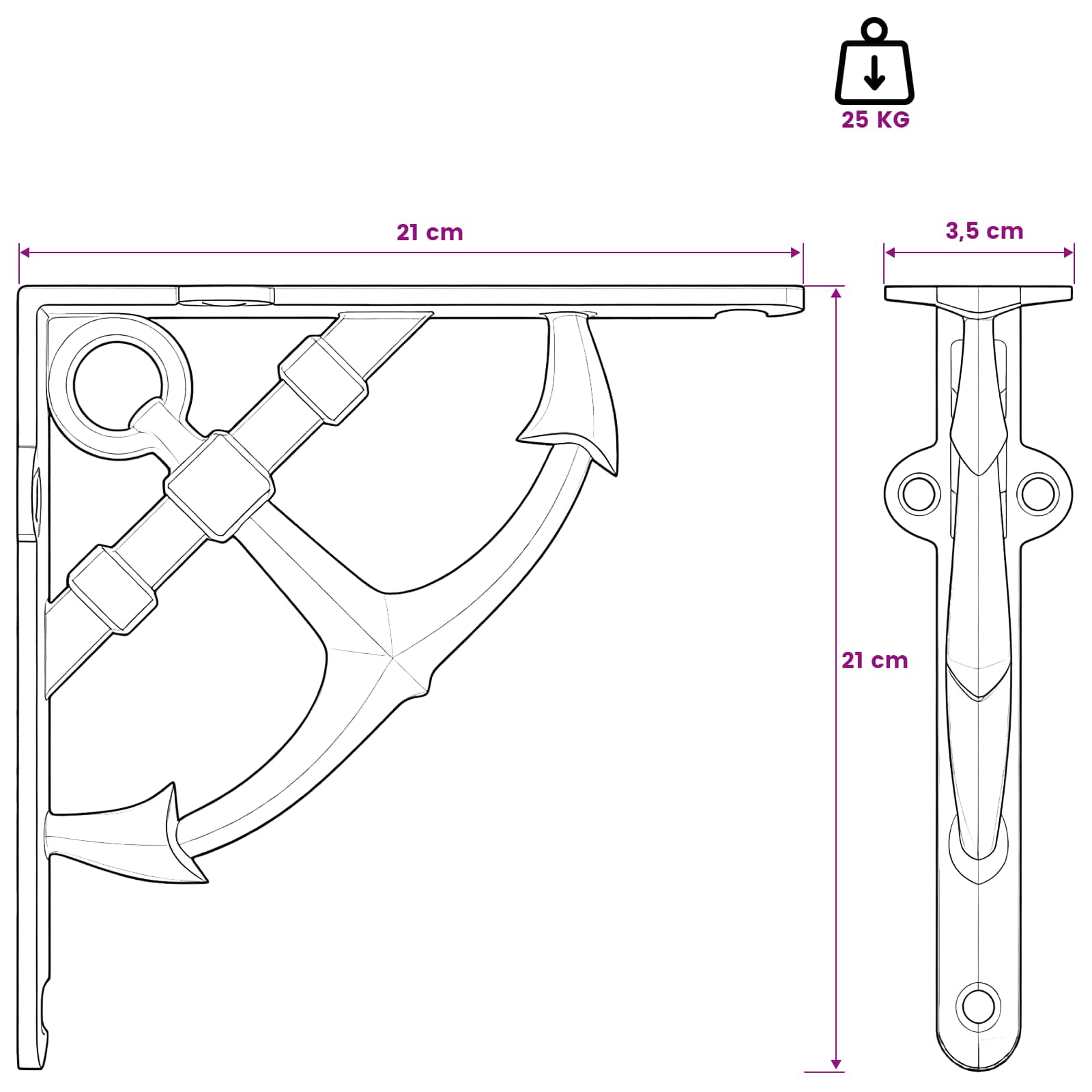 Wall Shelf Brackets size guide